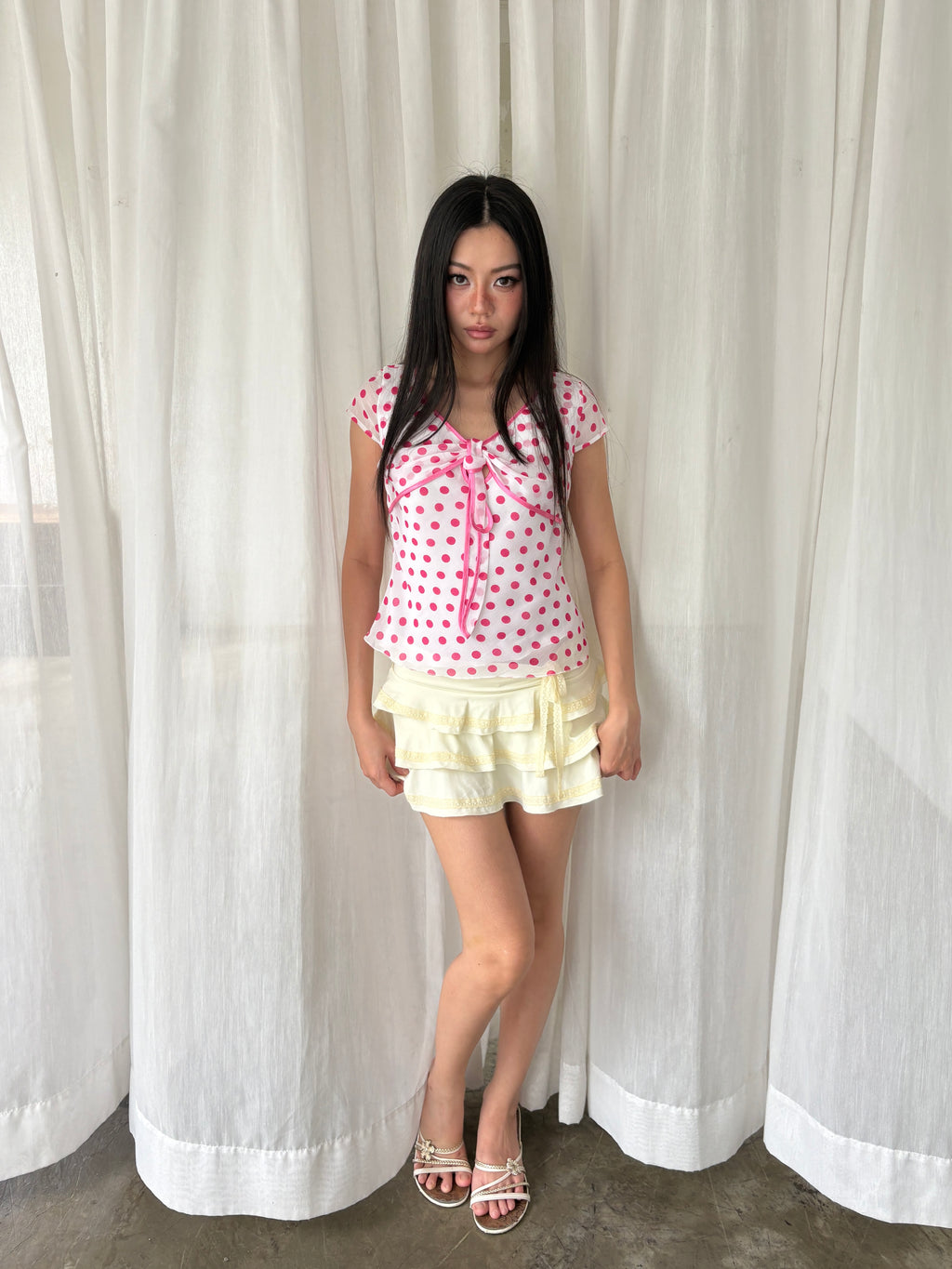 Polka dot bow top