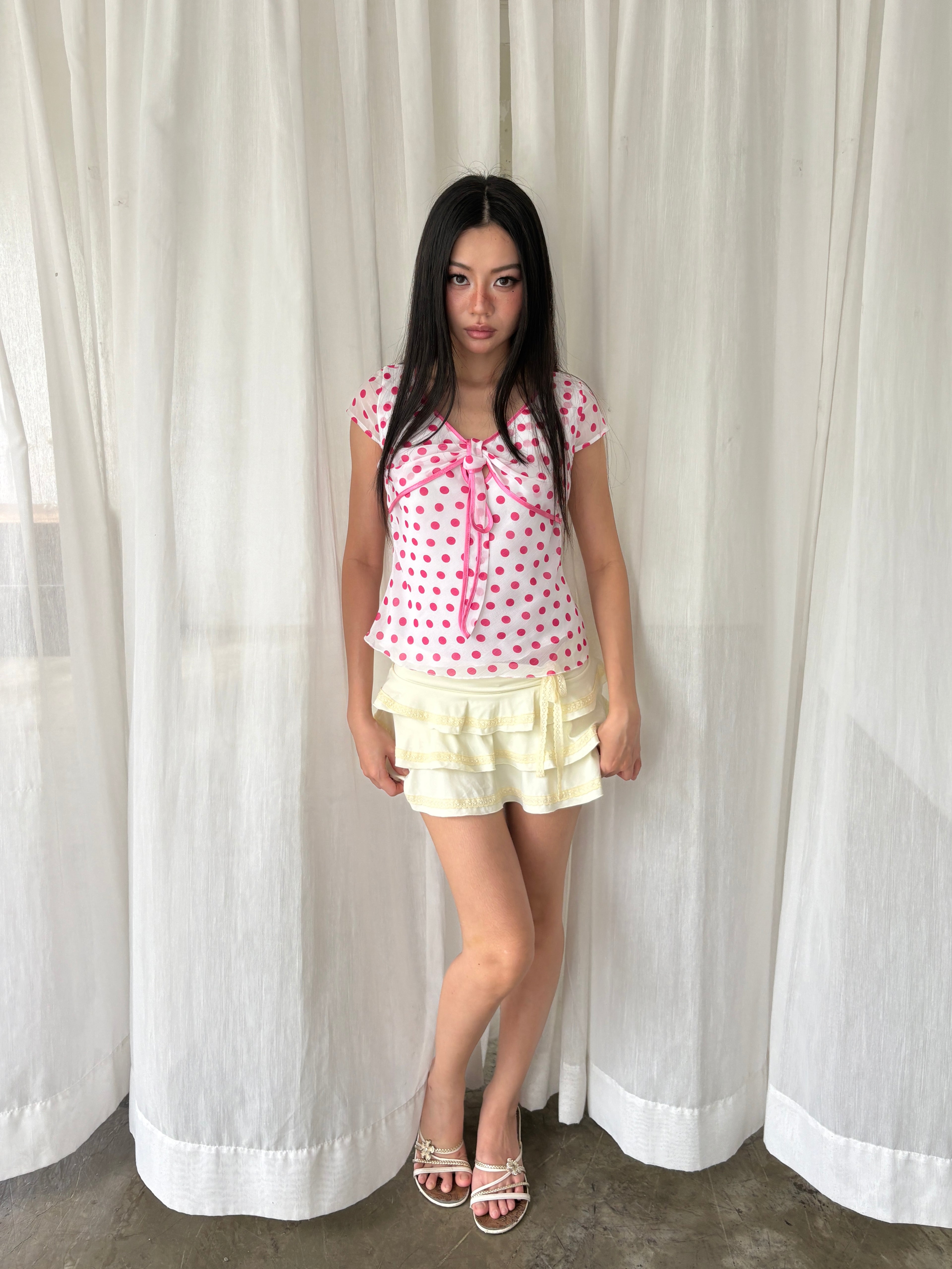 Polka dot bow top