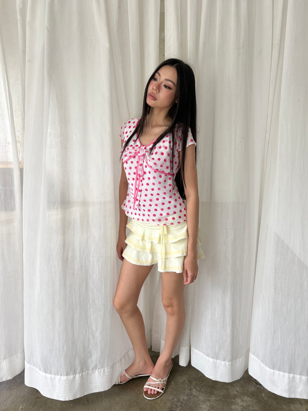 Polka dot bow top