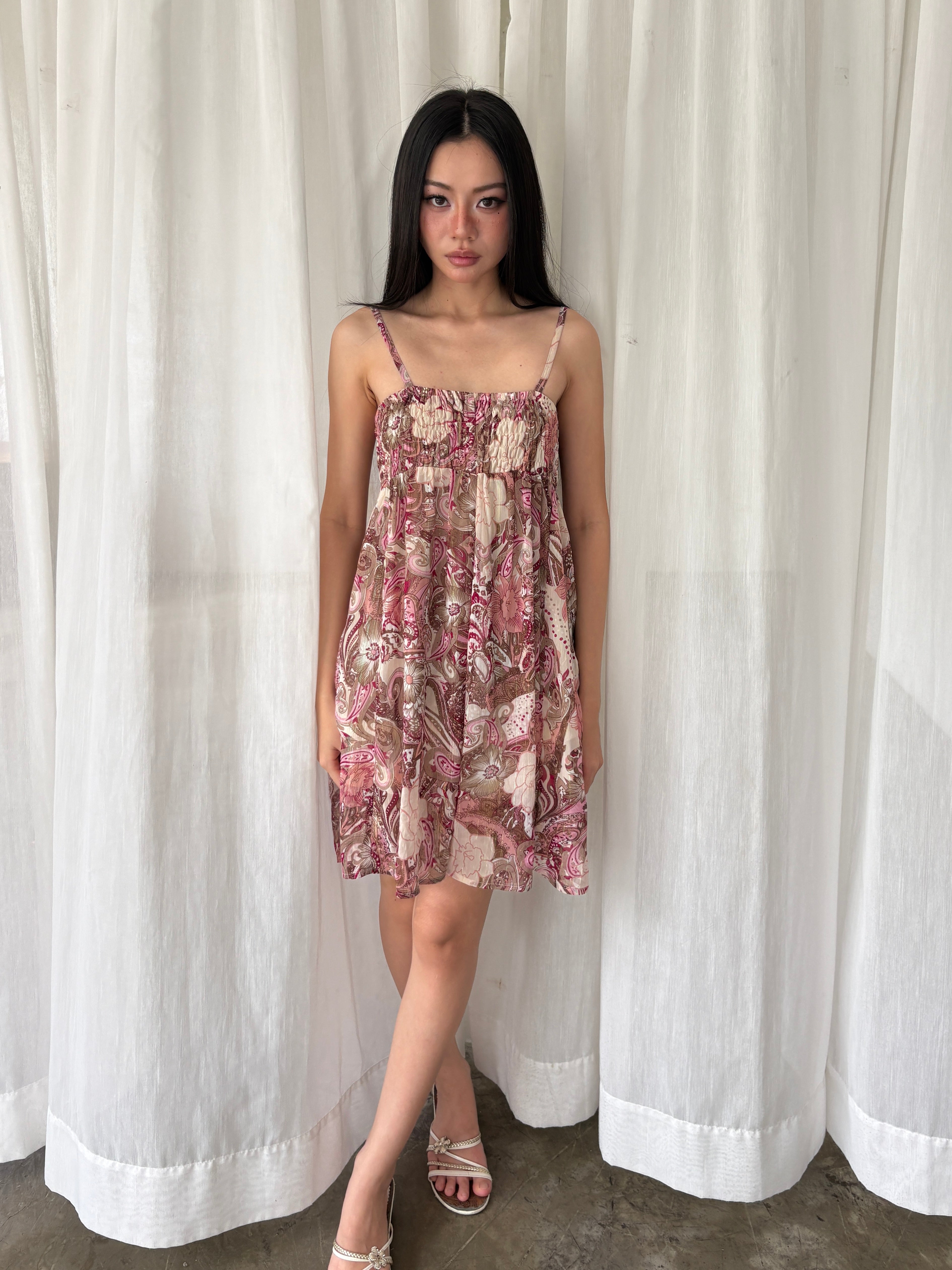 Paisley strapless mini dress