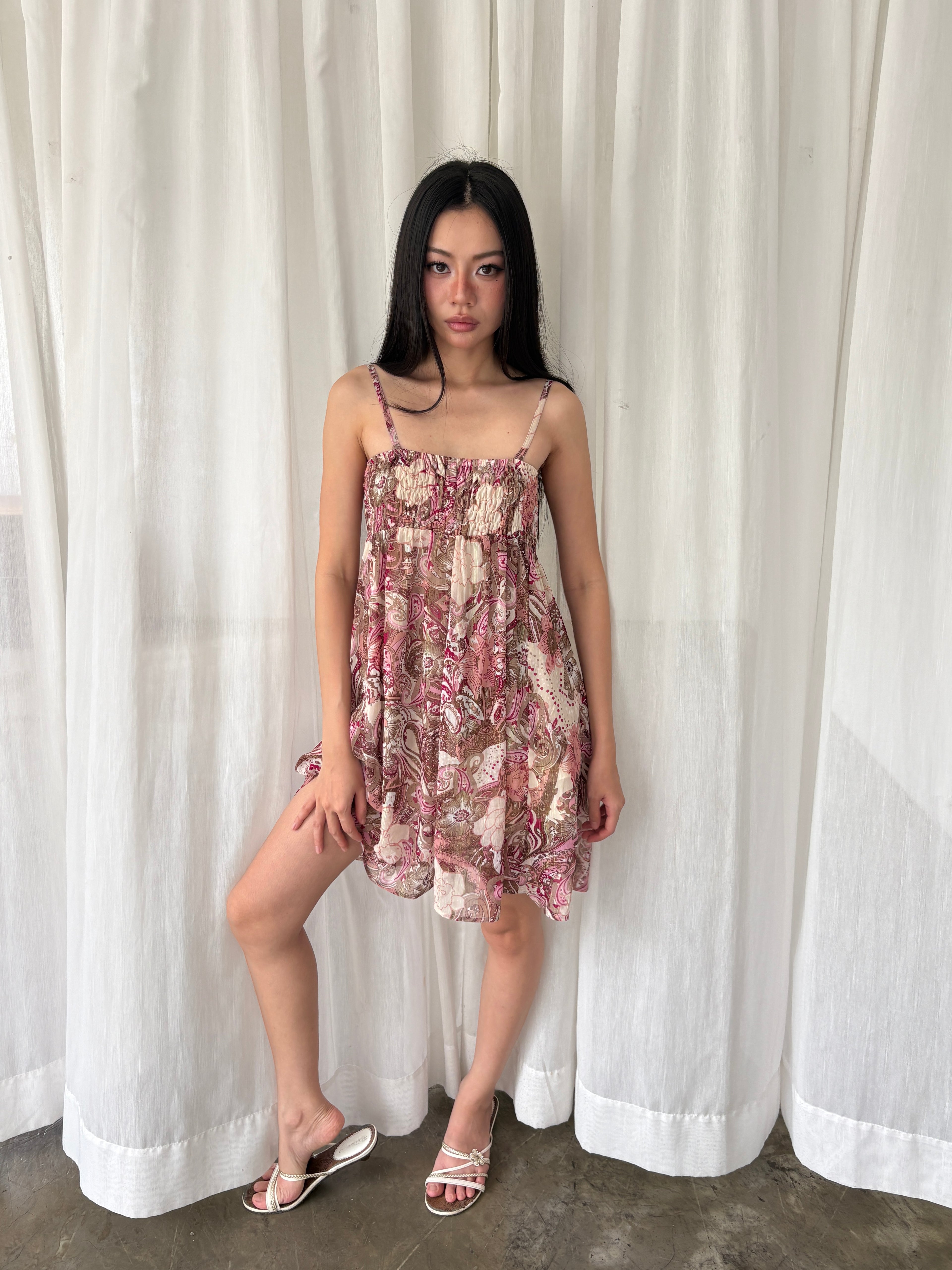 Paisley strapless mini dress