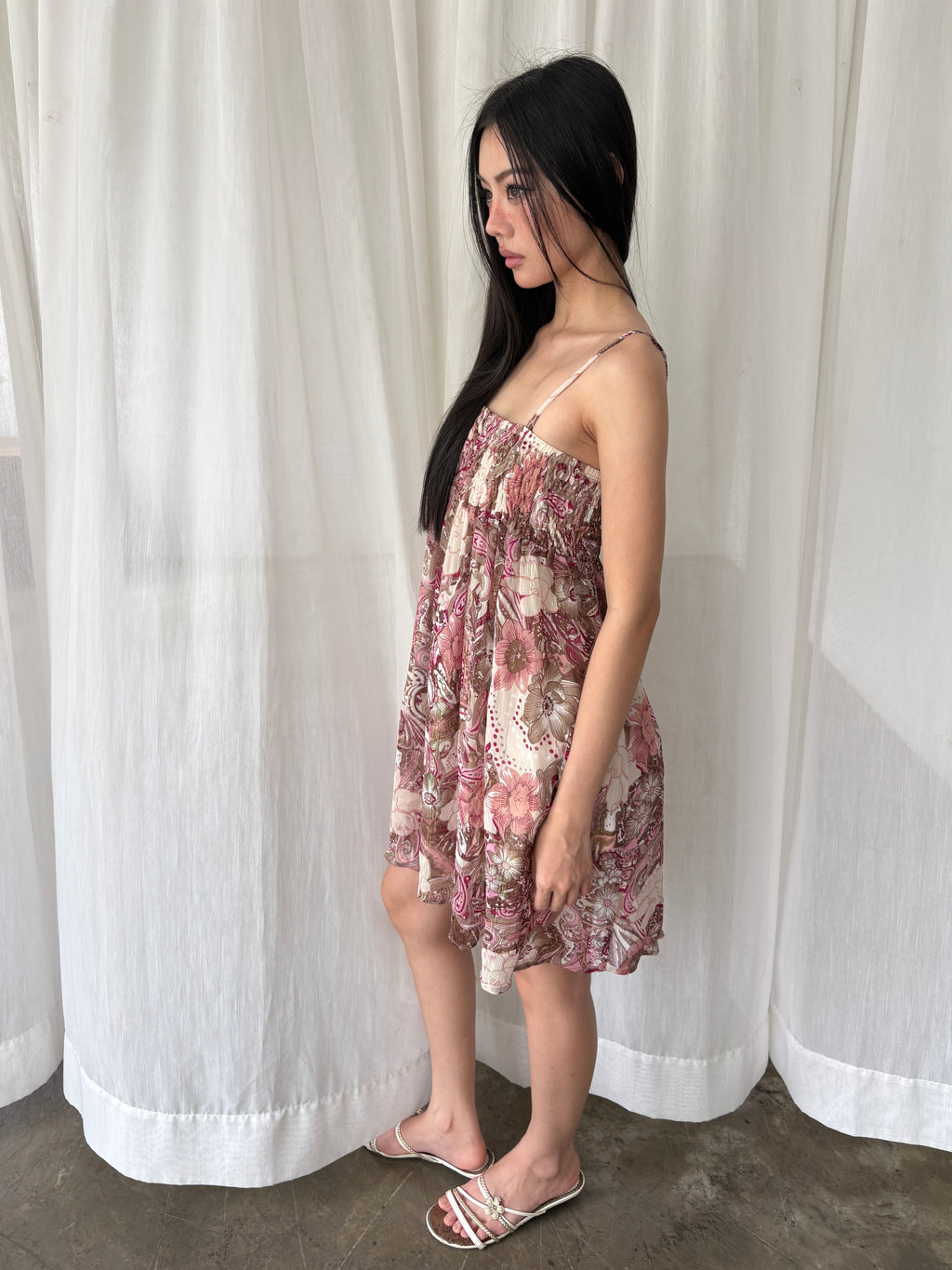 Paisley strapless mini dress