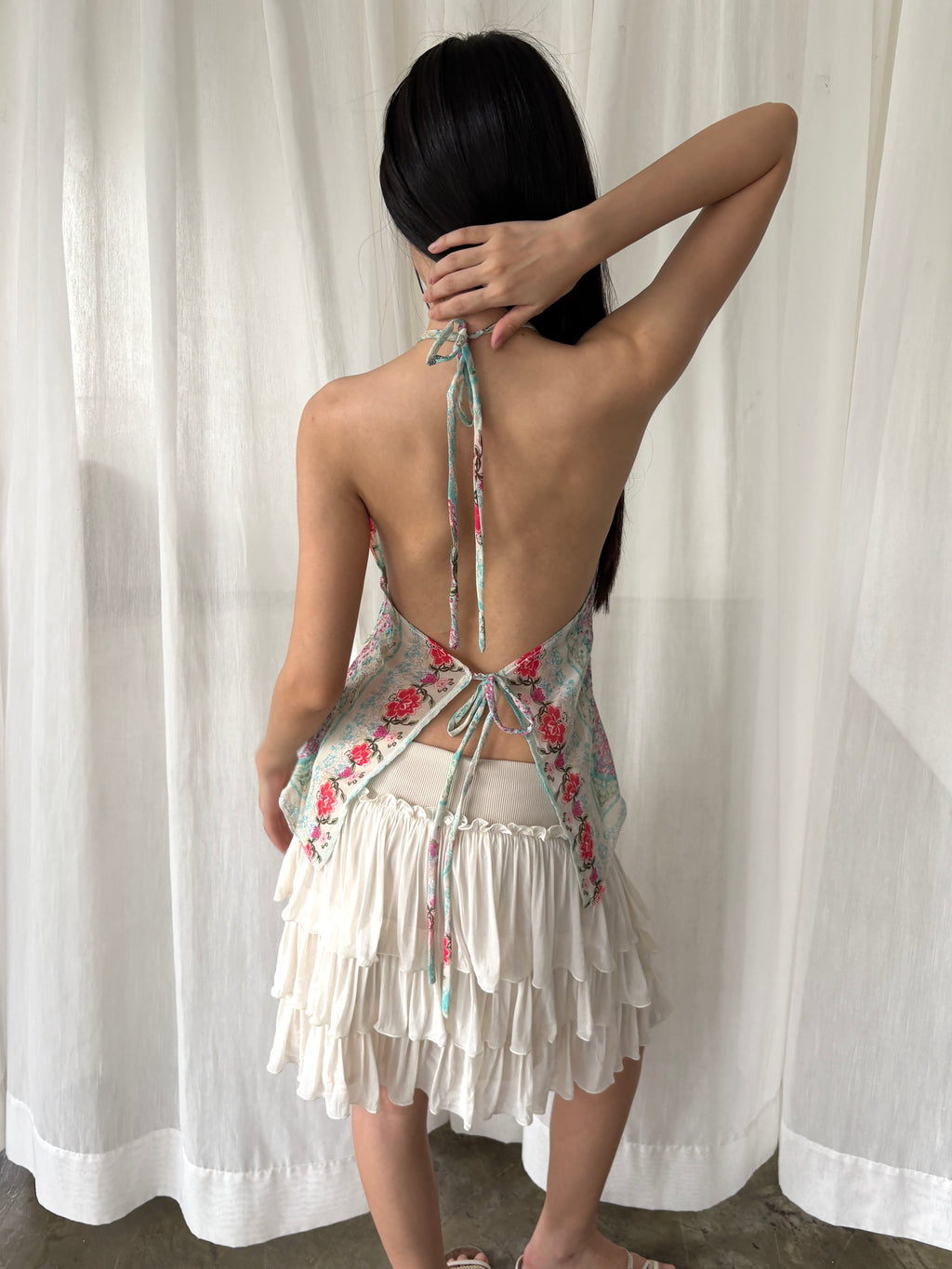 Open back floral top