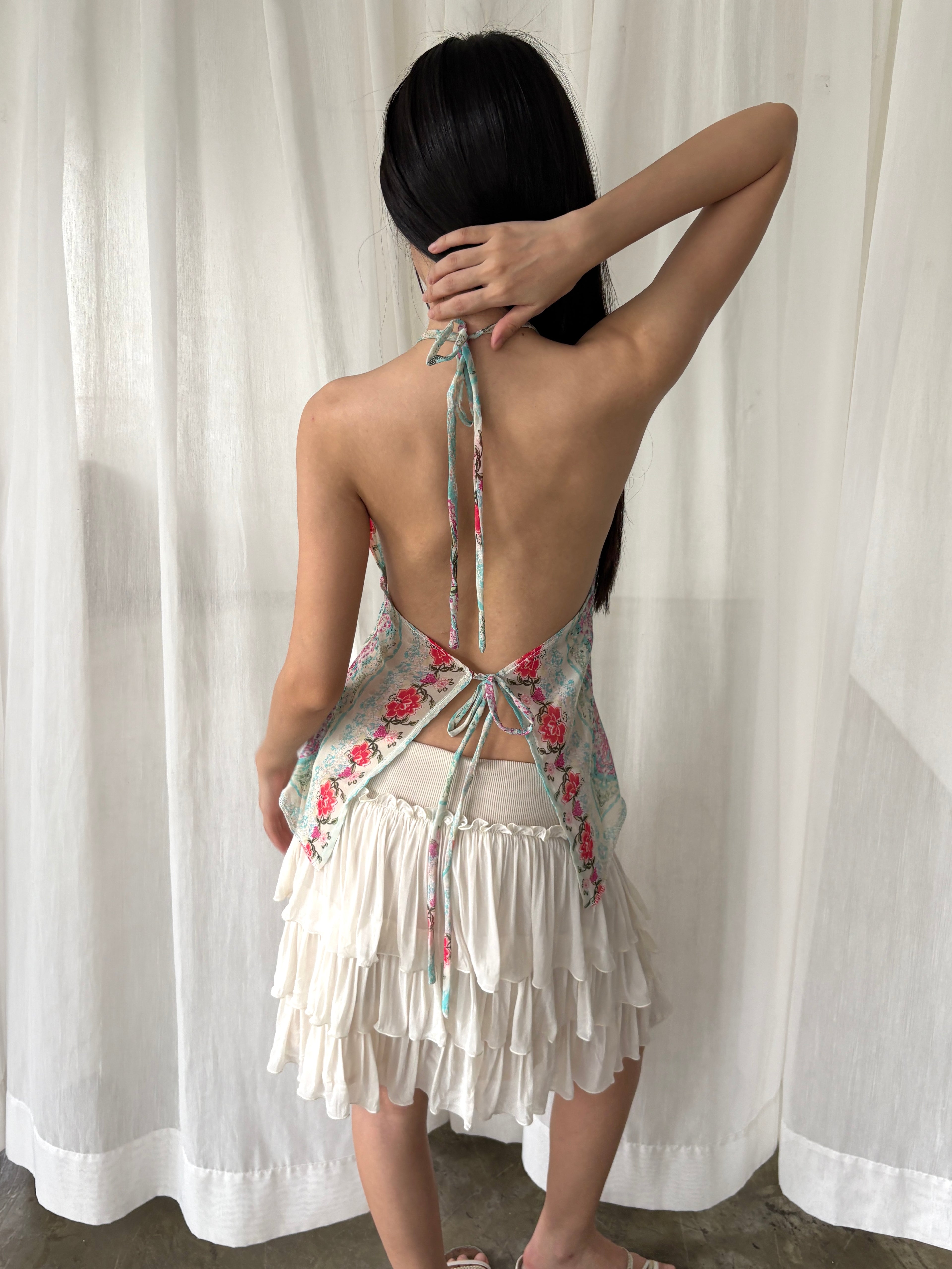 Open back floral top