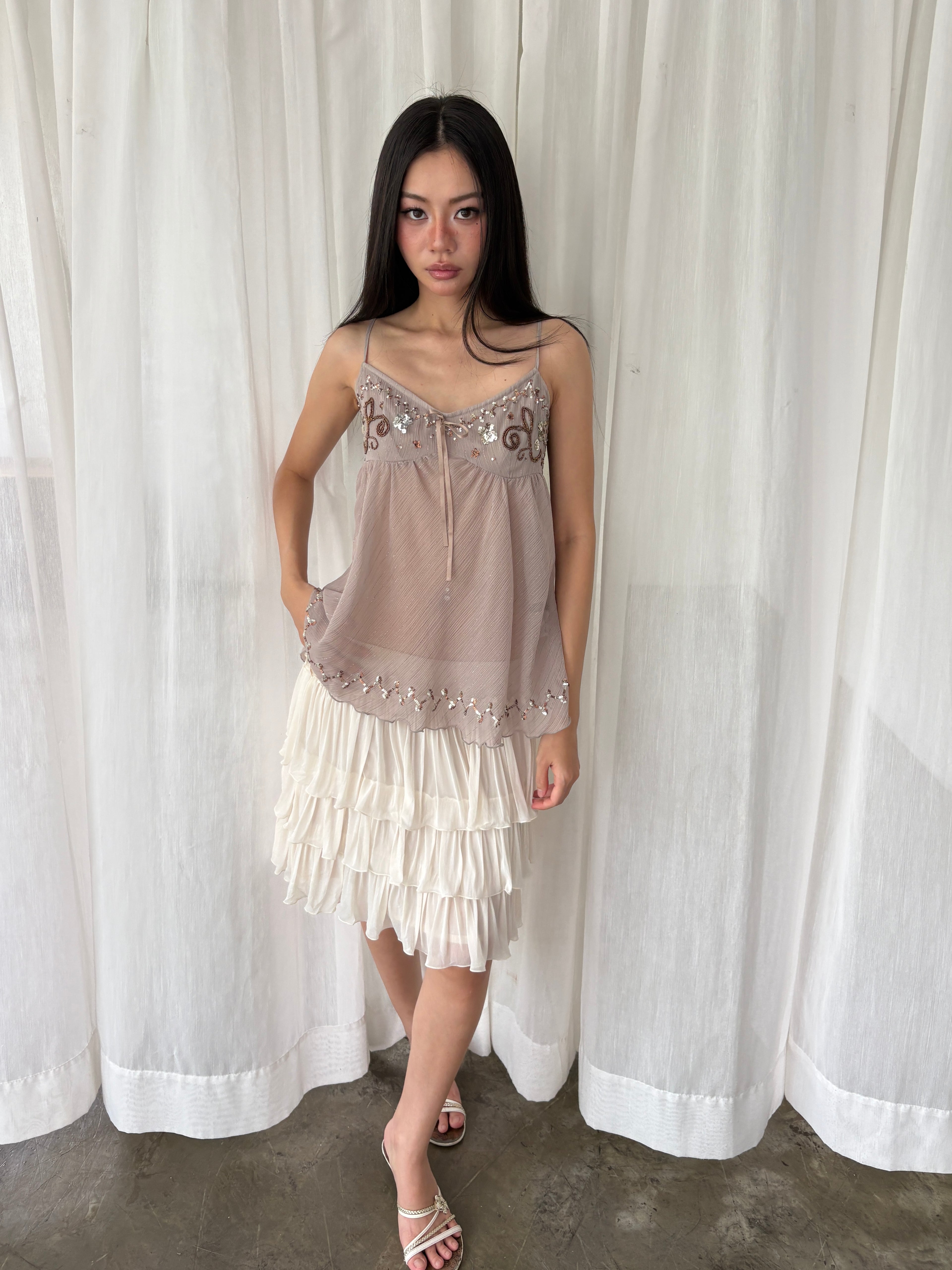 Embellish sequin flowy top