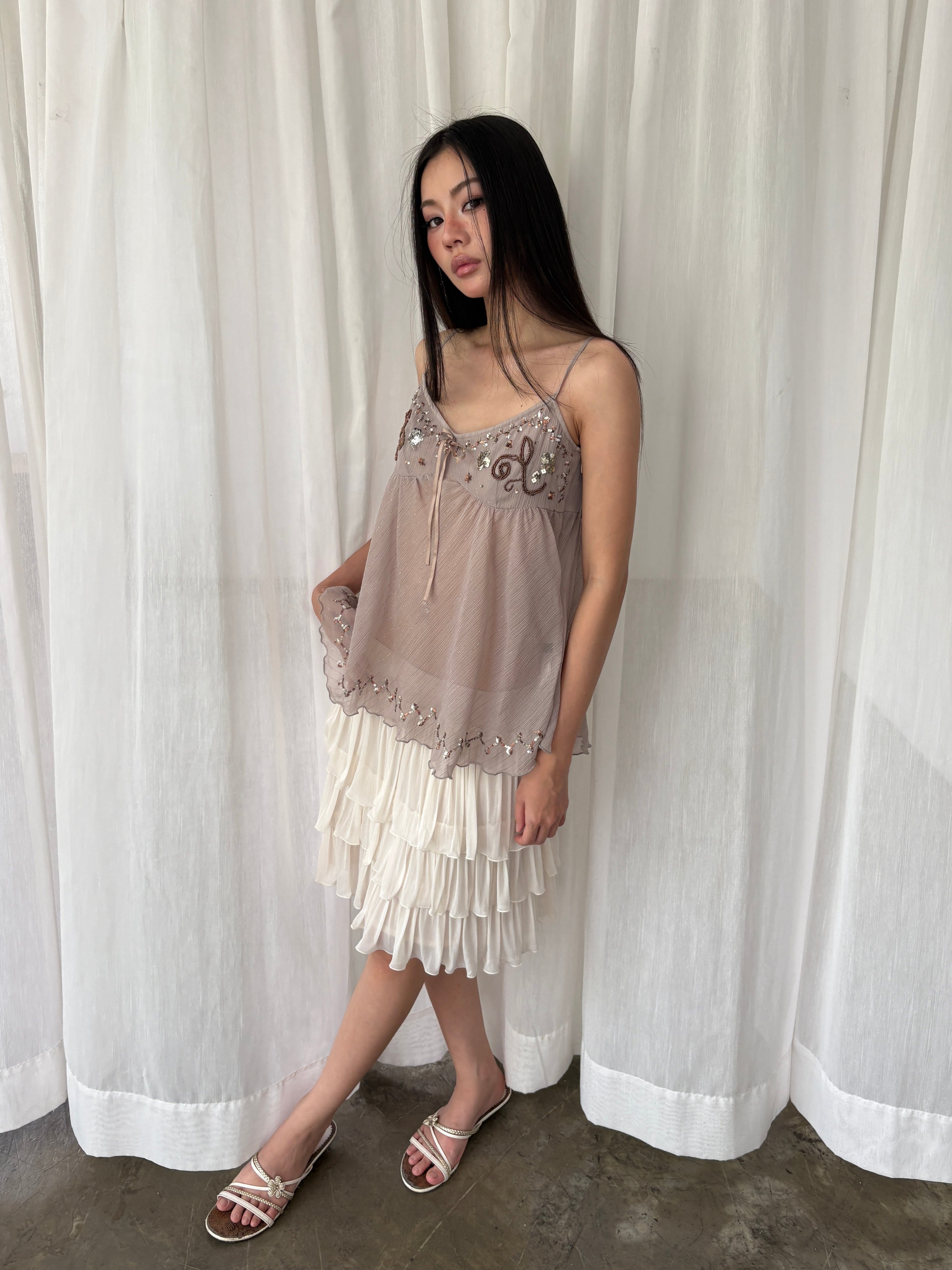 Embellish sequin flowy top