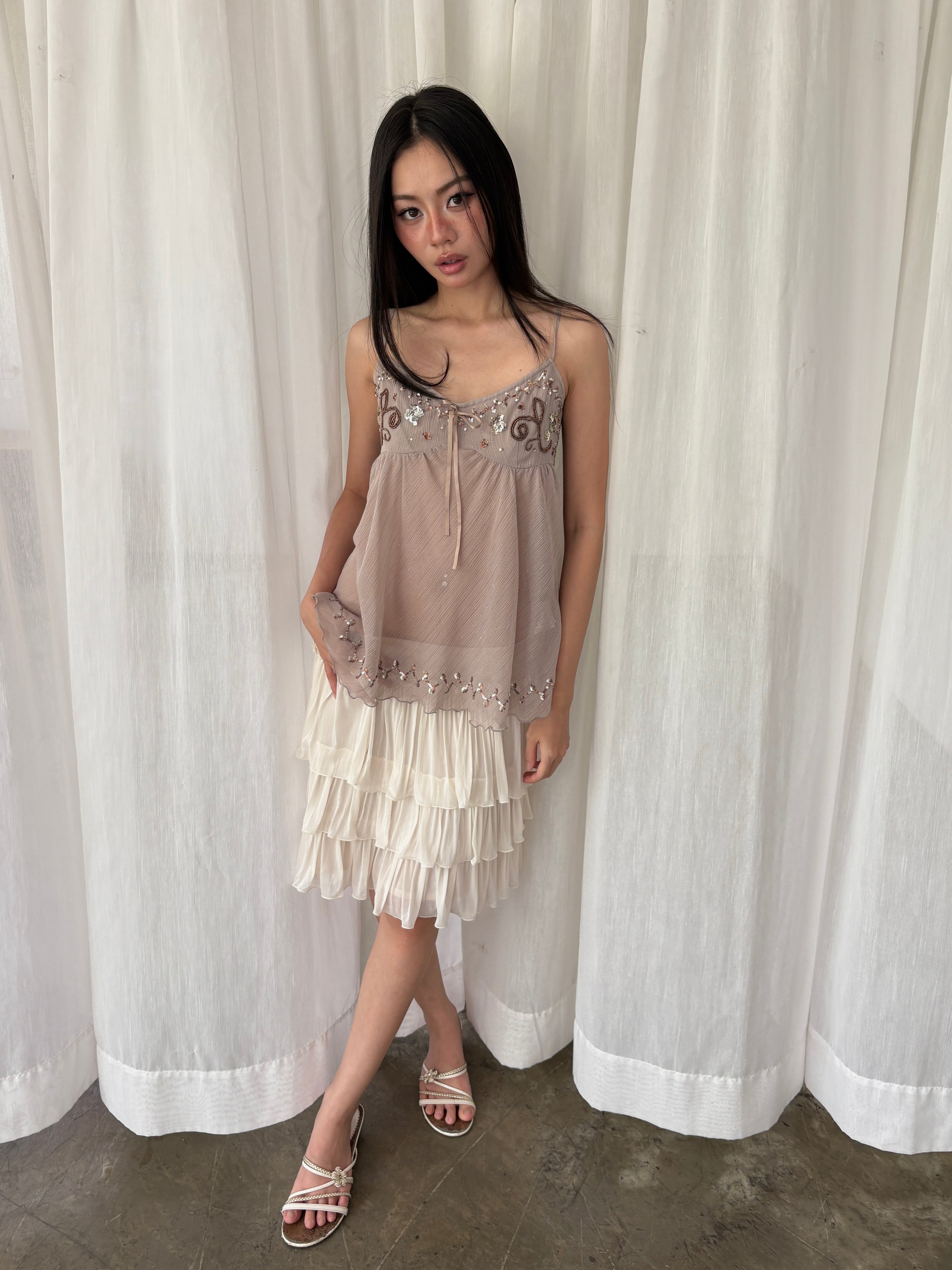 Embellish sequin flowy top