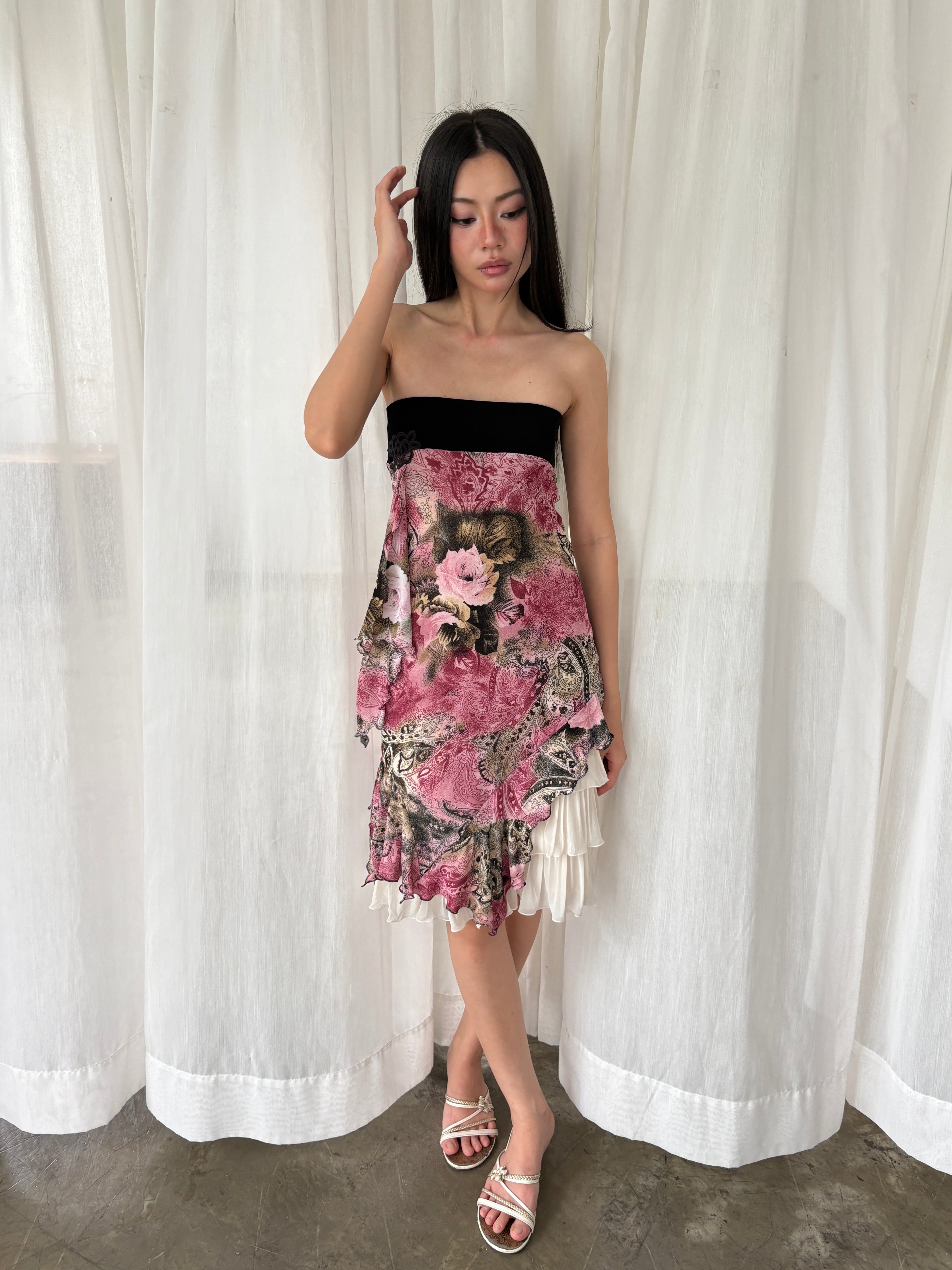 Floral layered tube top