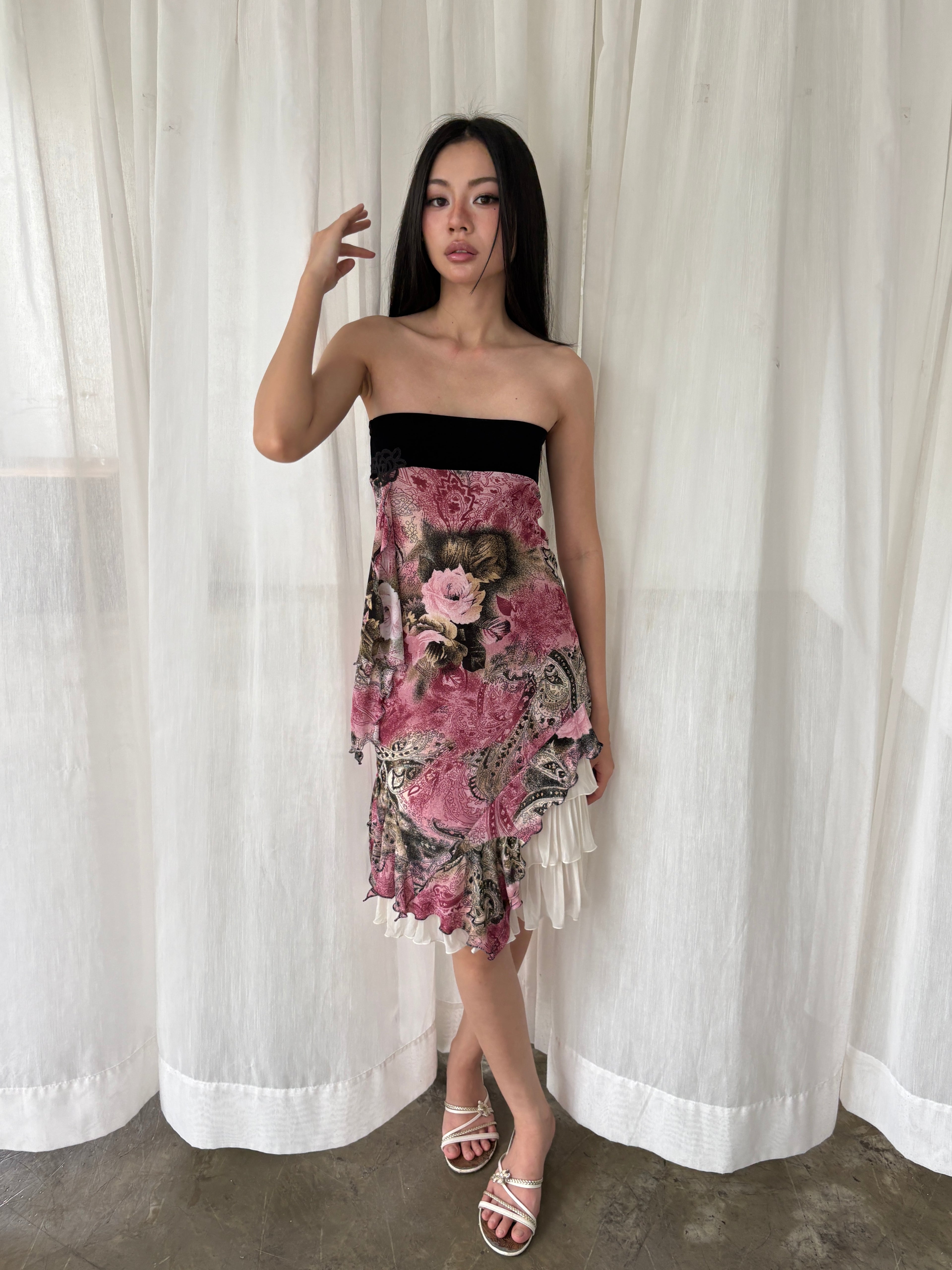 Floral layered tube top