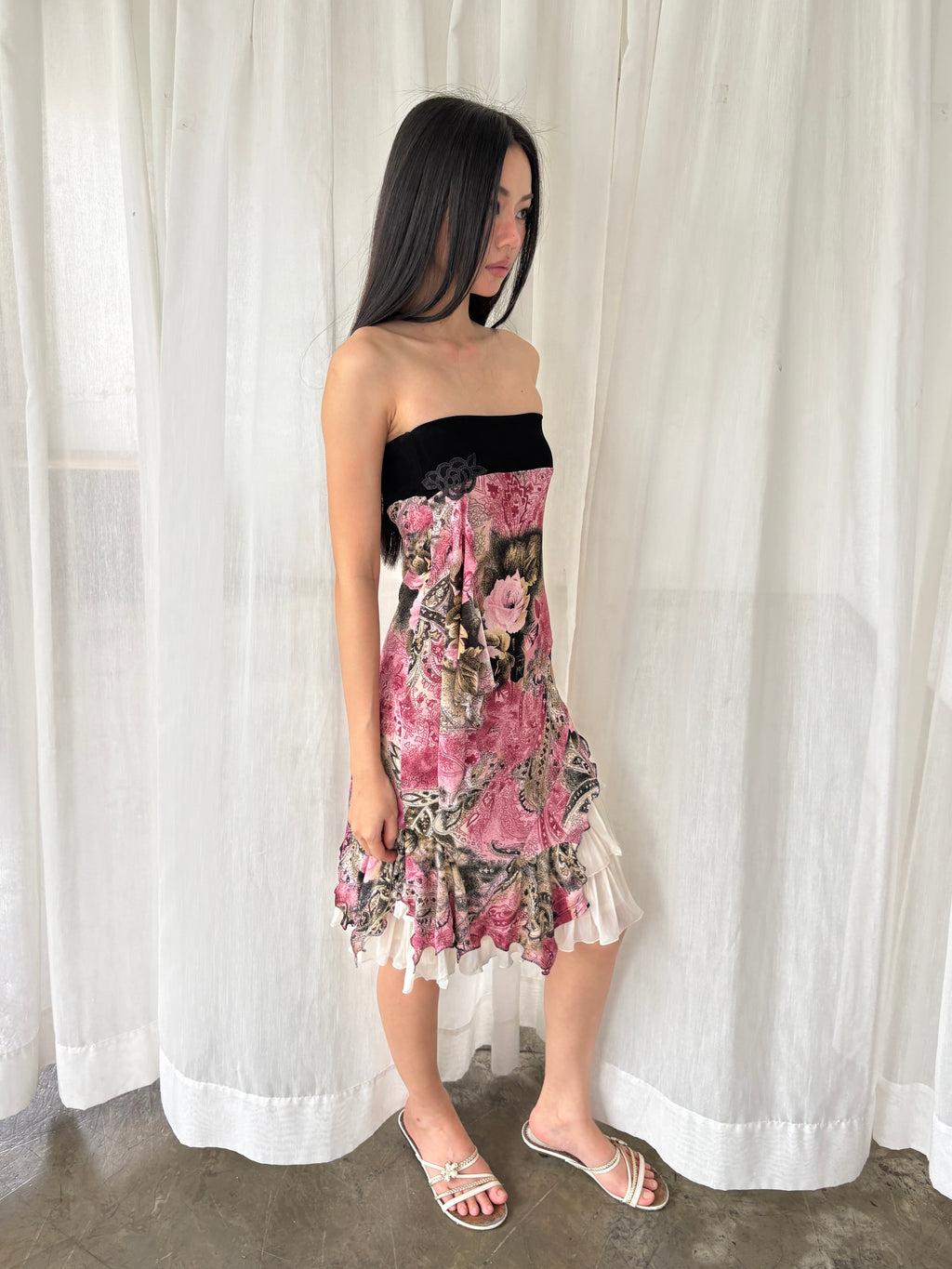 Floral layered tube top