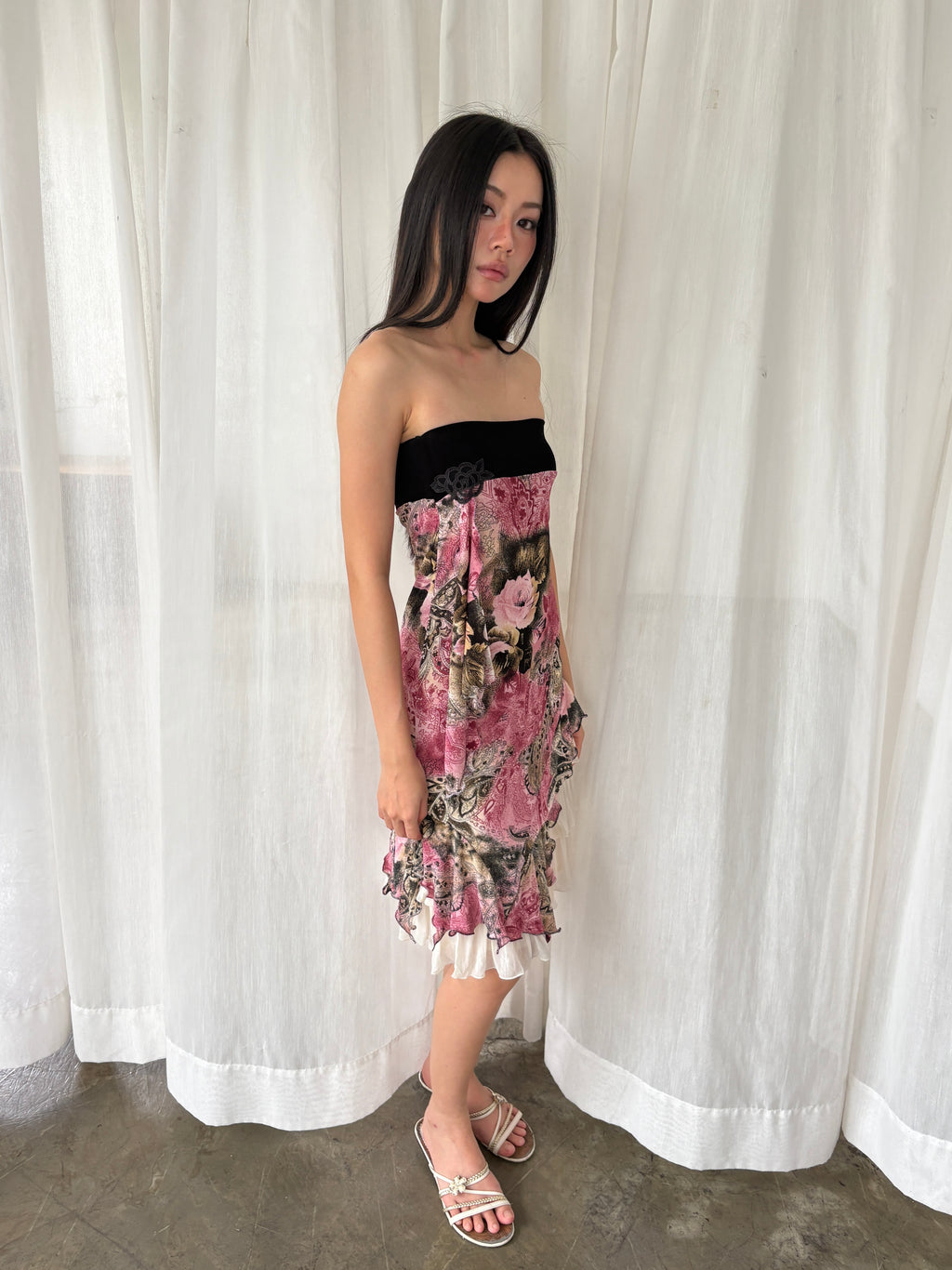 Floral layered tube top