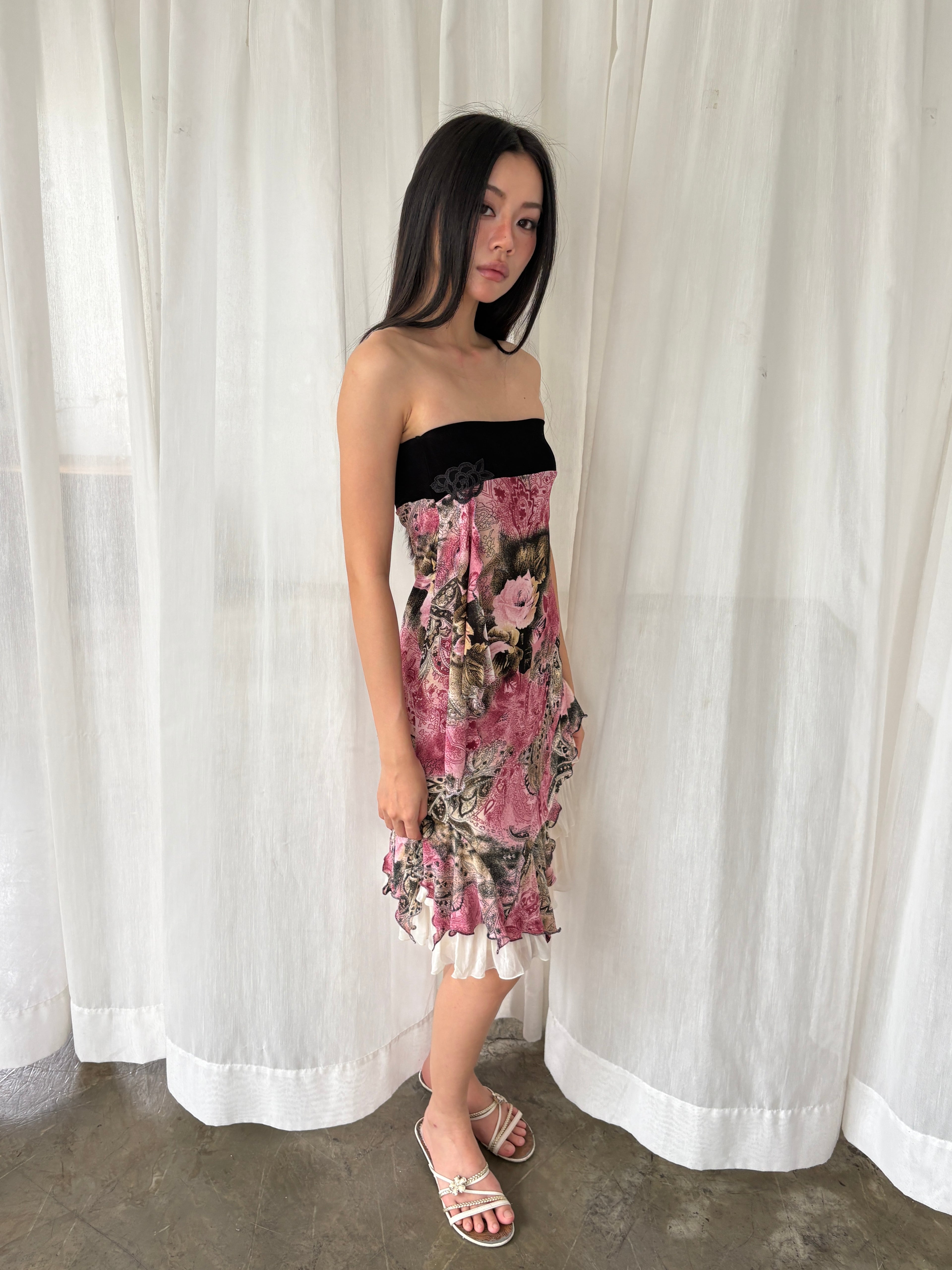 Floral layered tube top