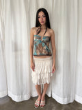 Blue floral ring tube top