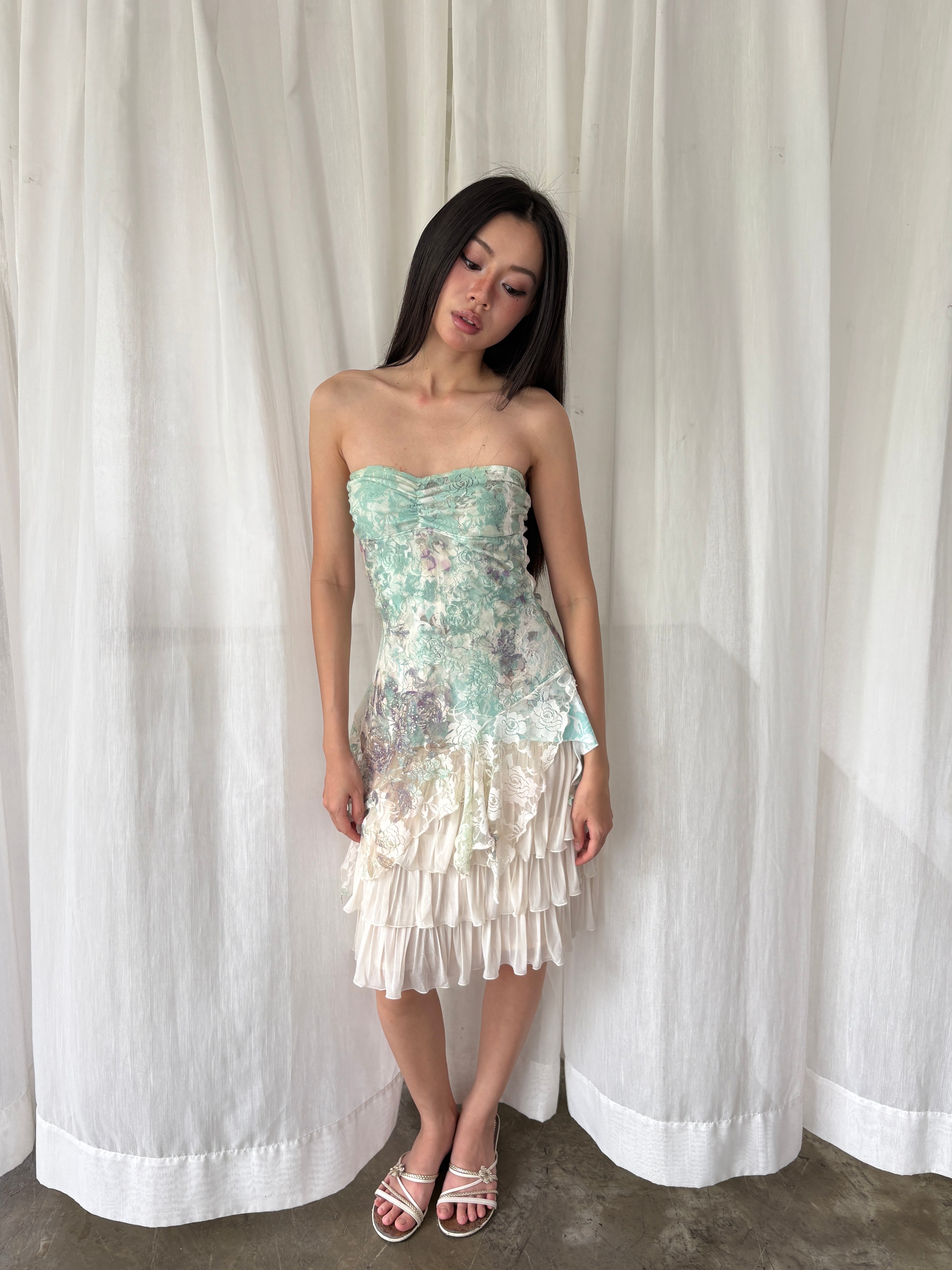 Floral lace tube top