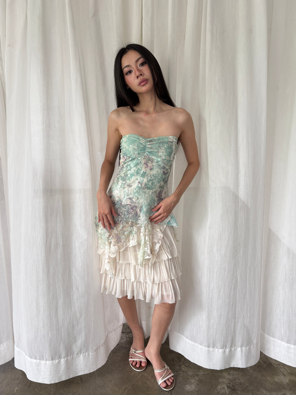 Floral lace tube top