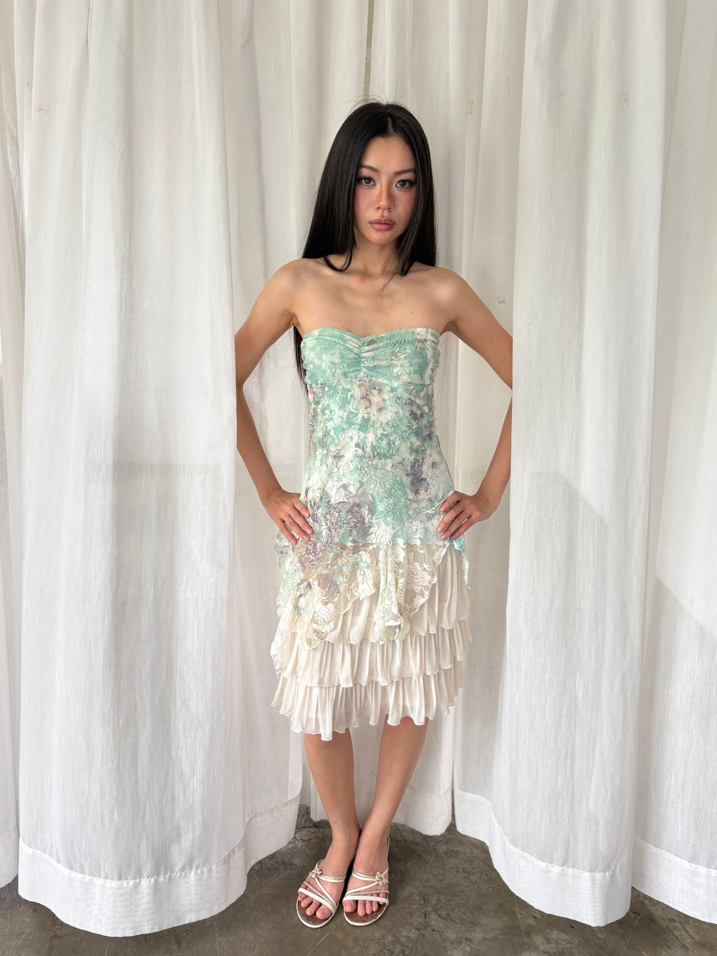Floral lace tube top