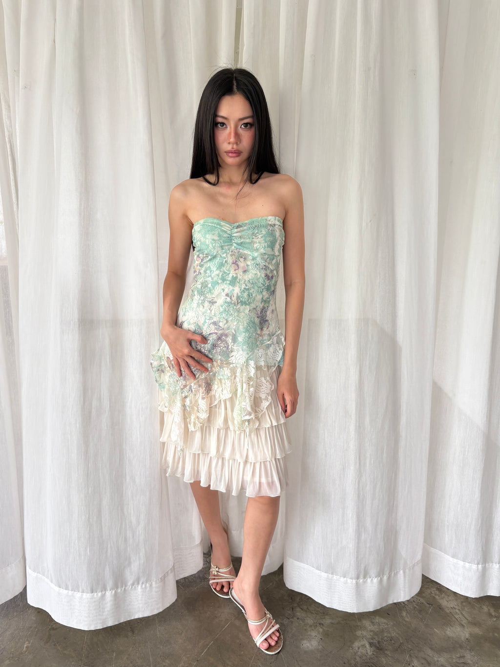Floral lace tube top