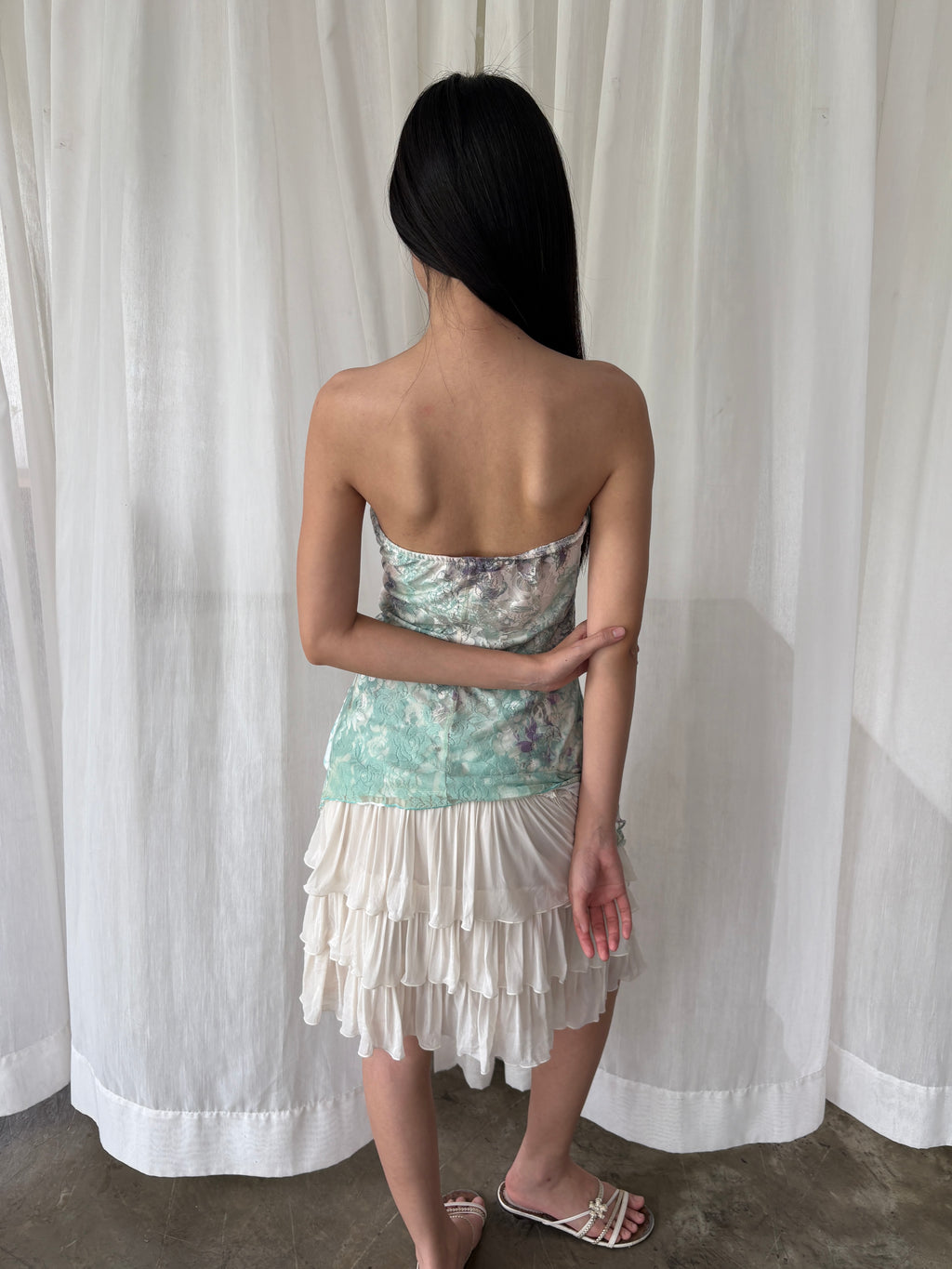 Floral lace tube top