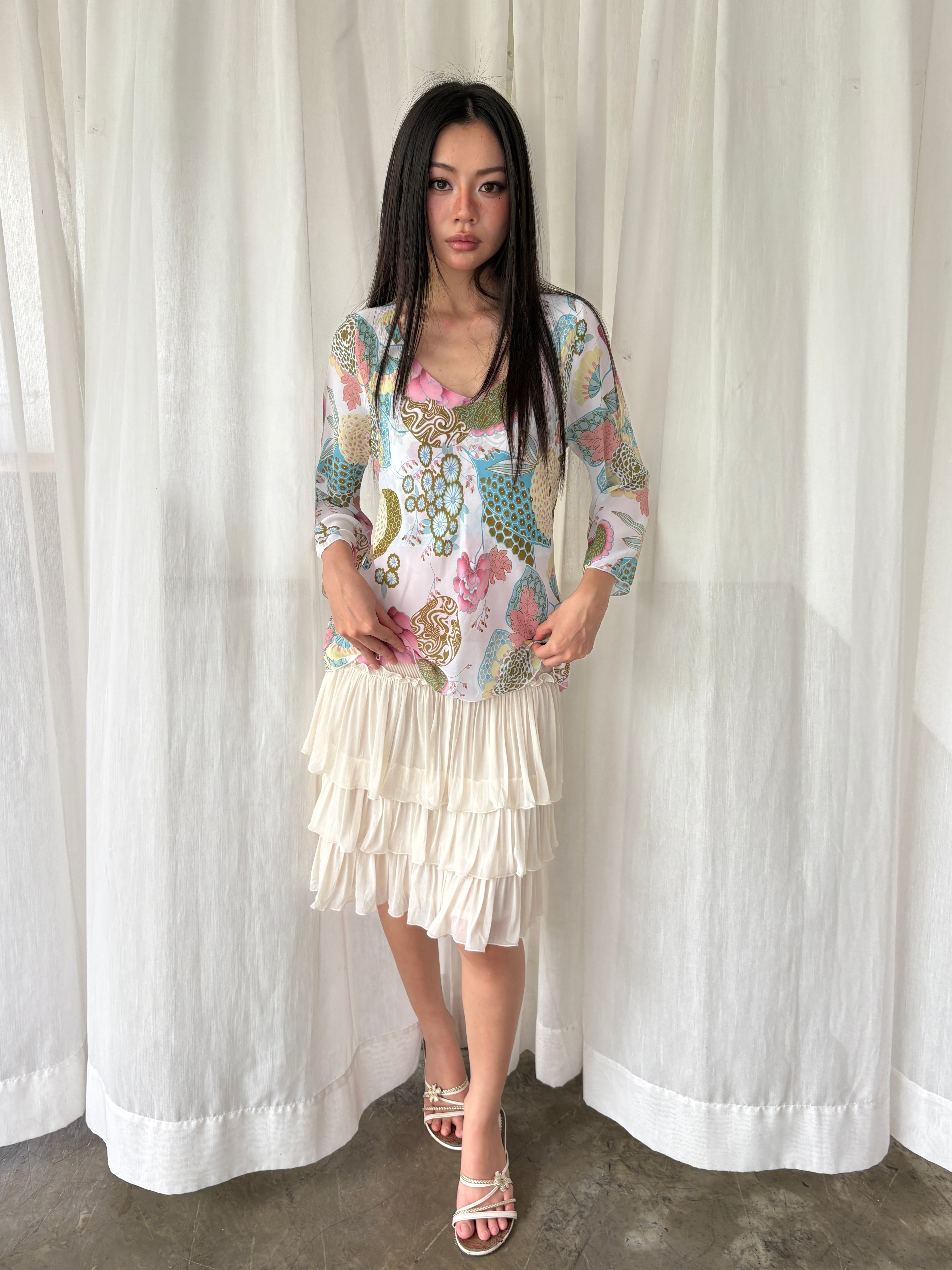 Soft printed long sleeve top