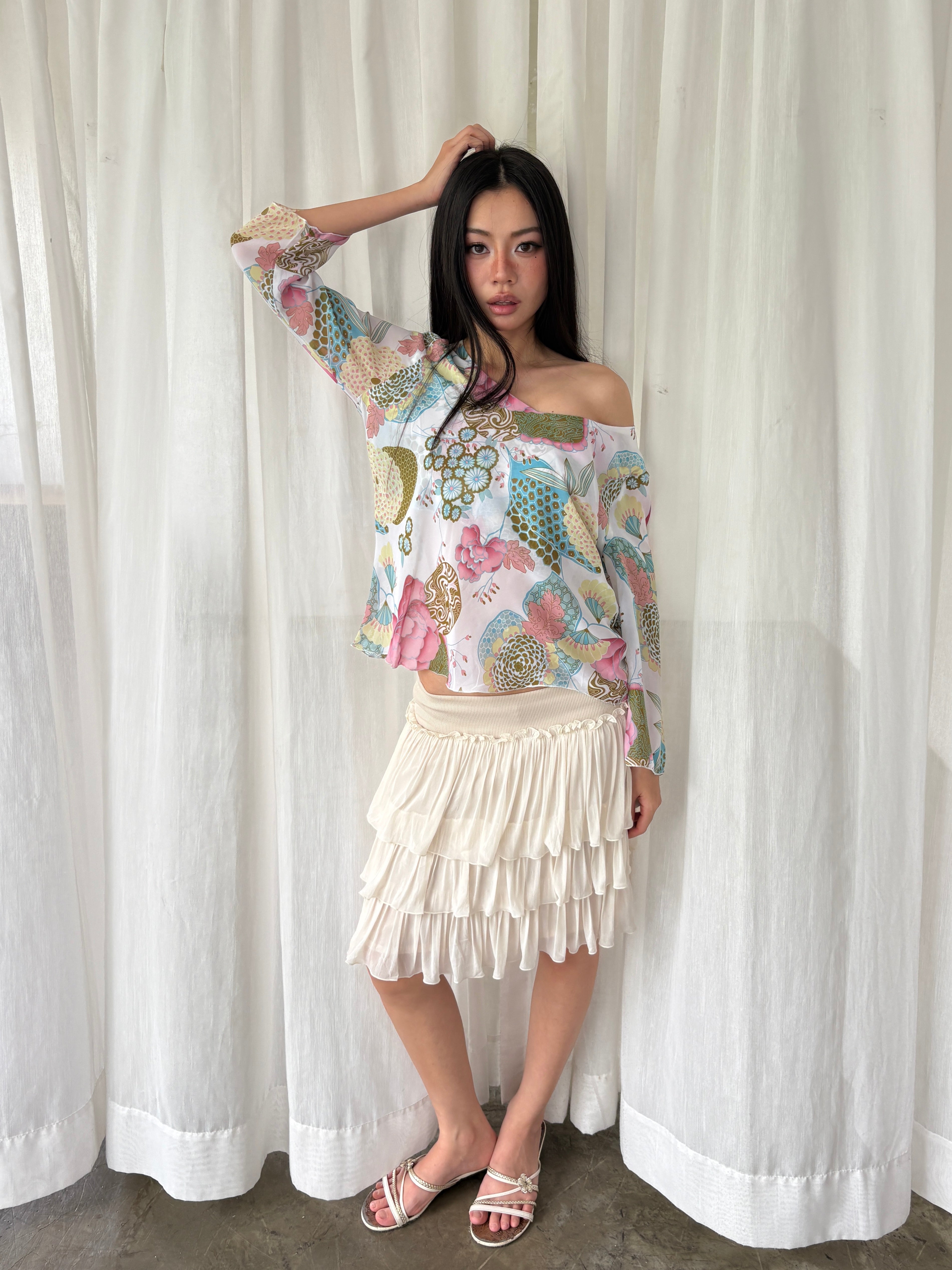 Soft printed long sleeve top