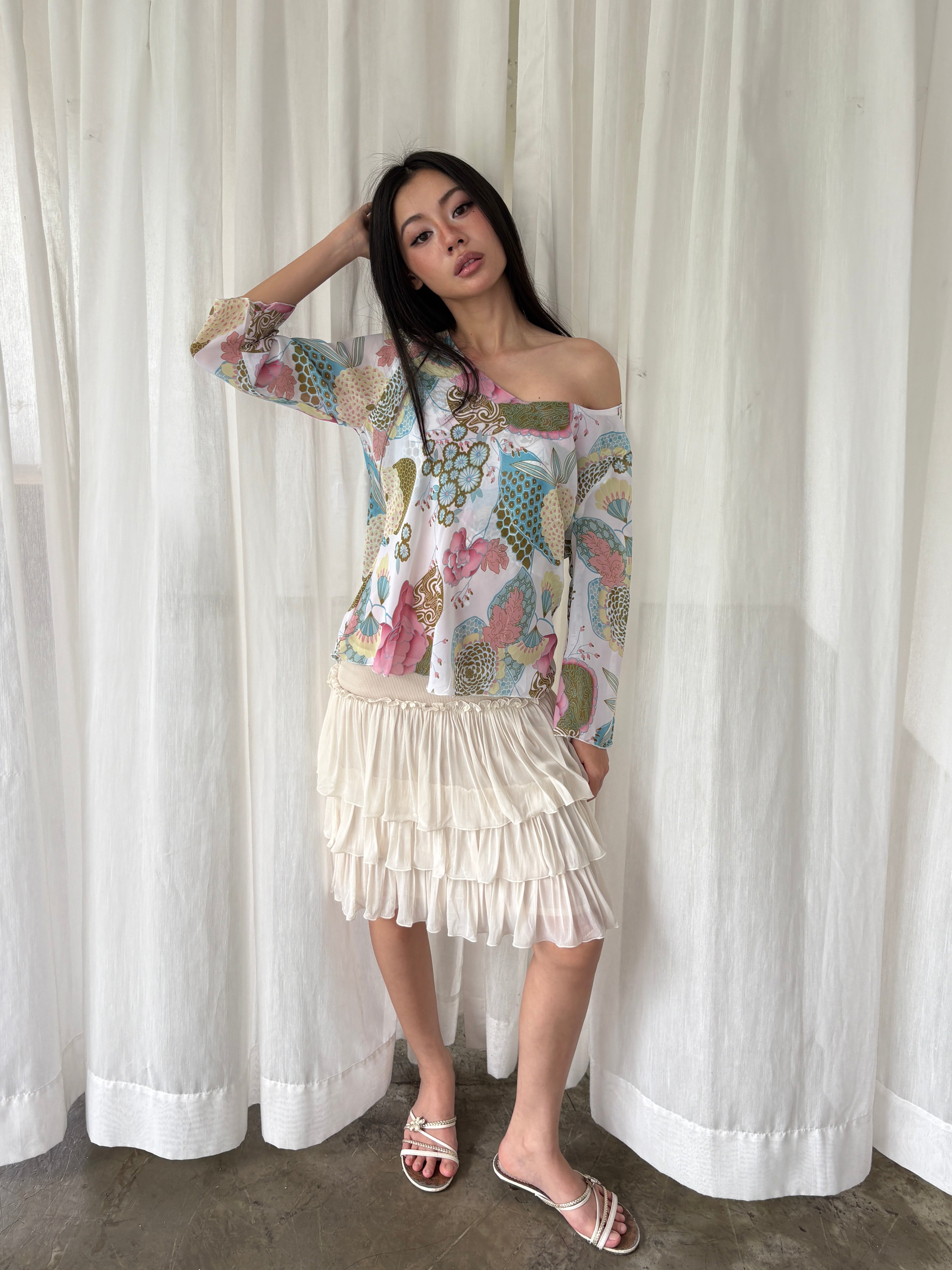 Soft printed long sleeve top