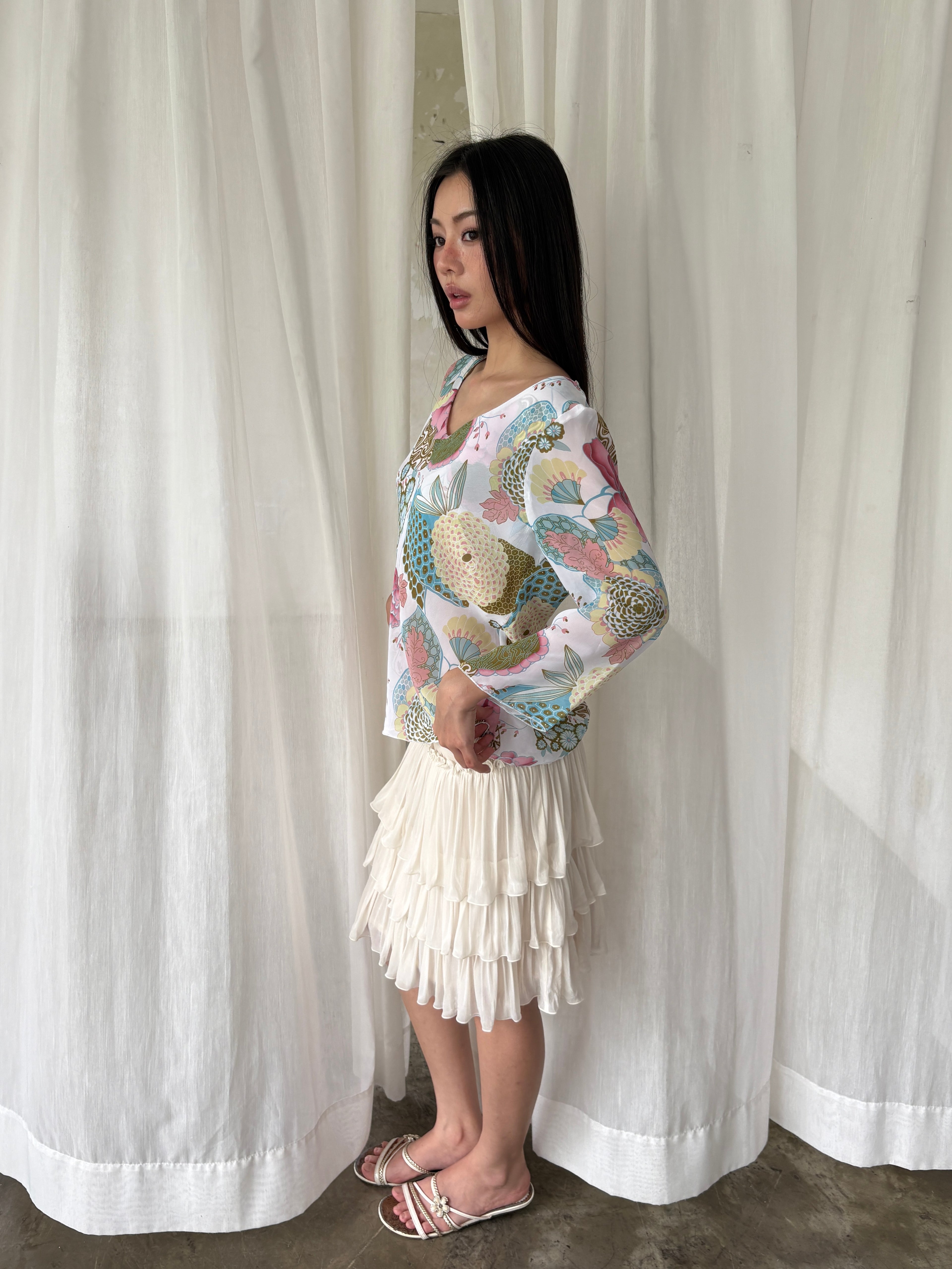 Soft printed long sleeve top
