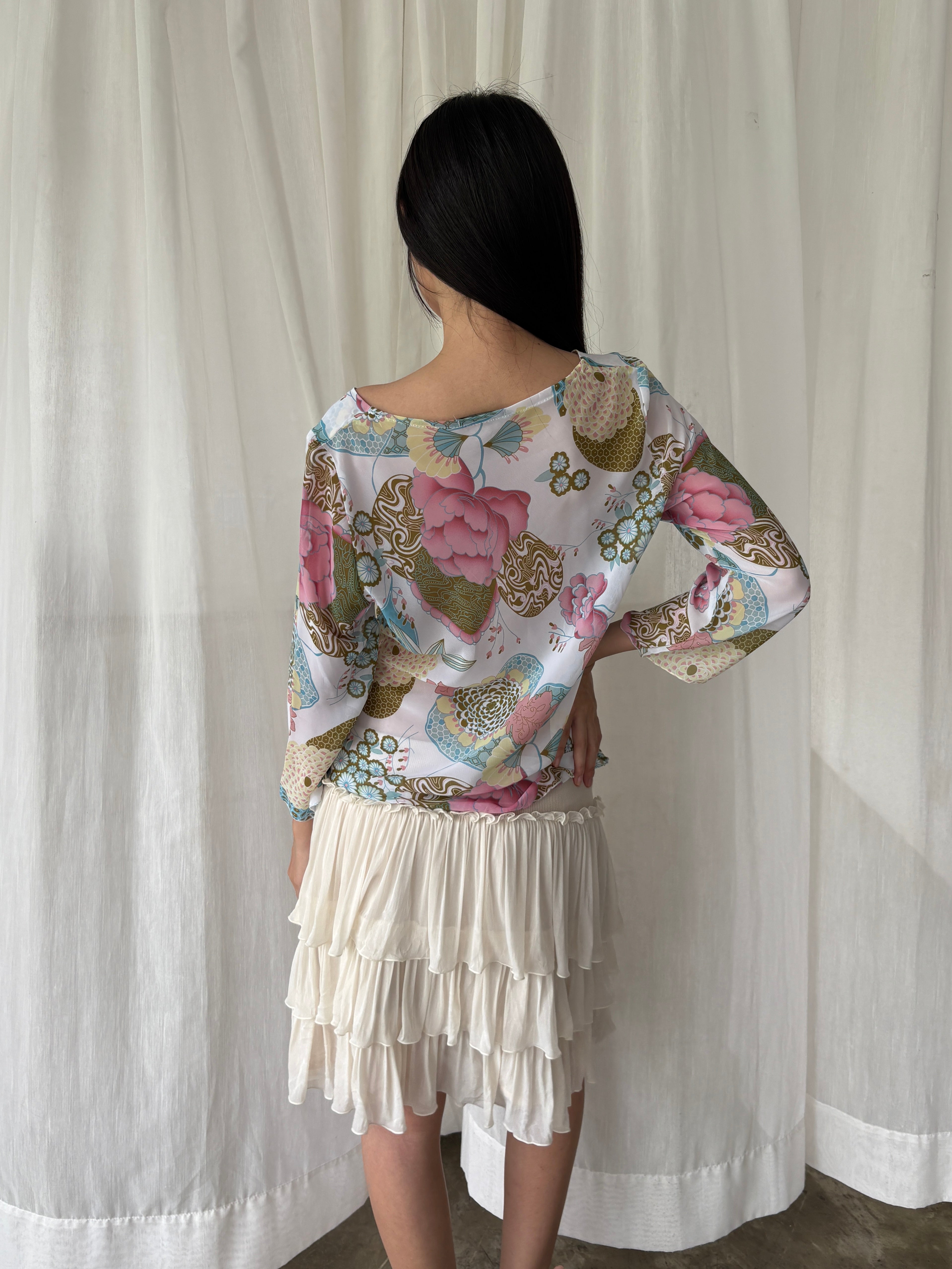 Soft printed long sleeve top