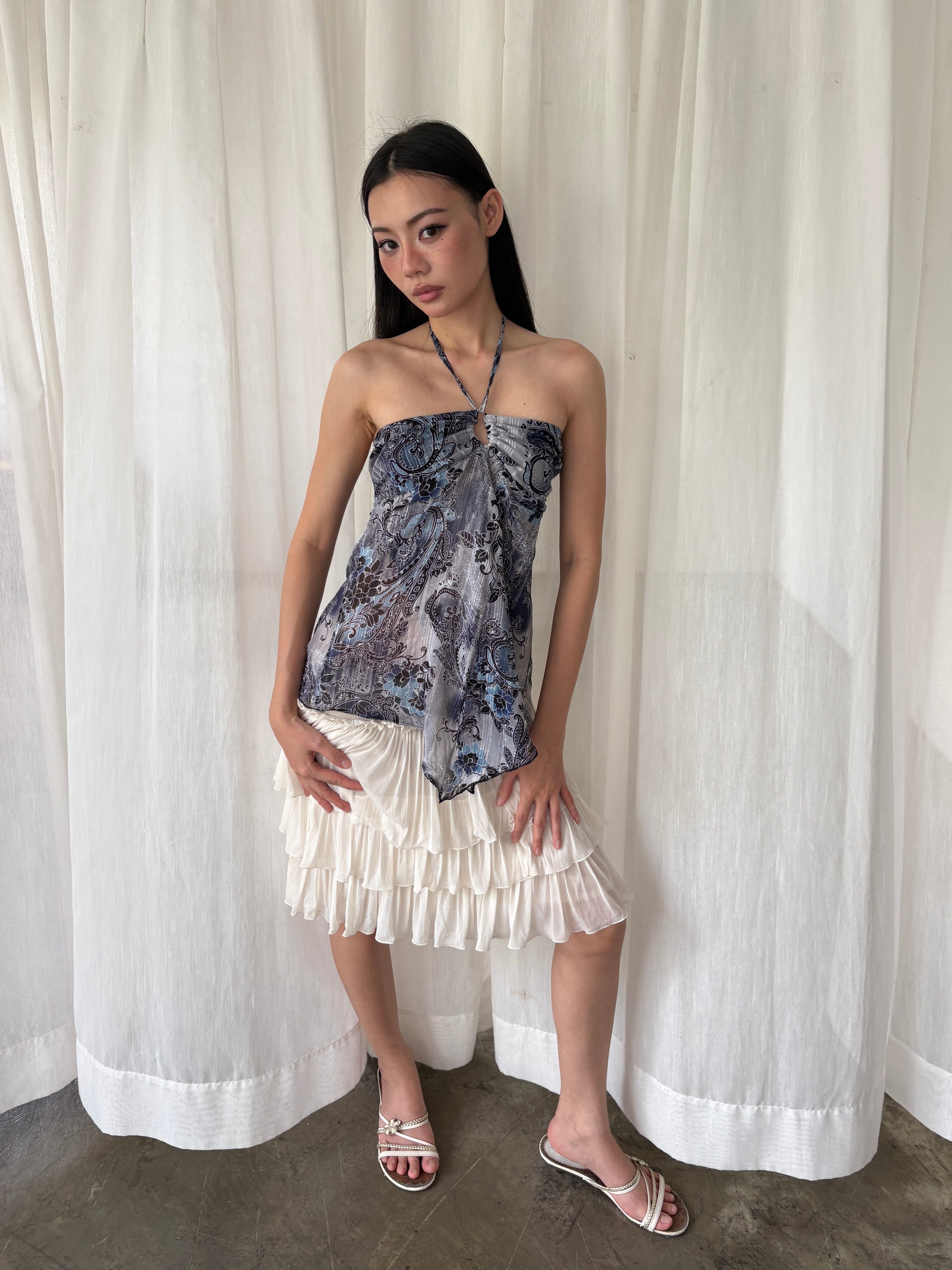 Blue paisley convertible halter
