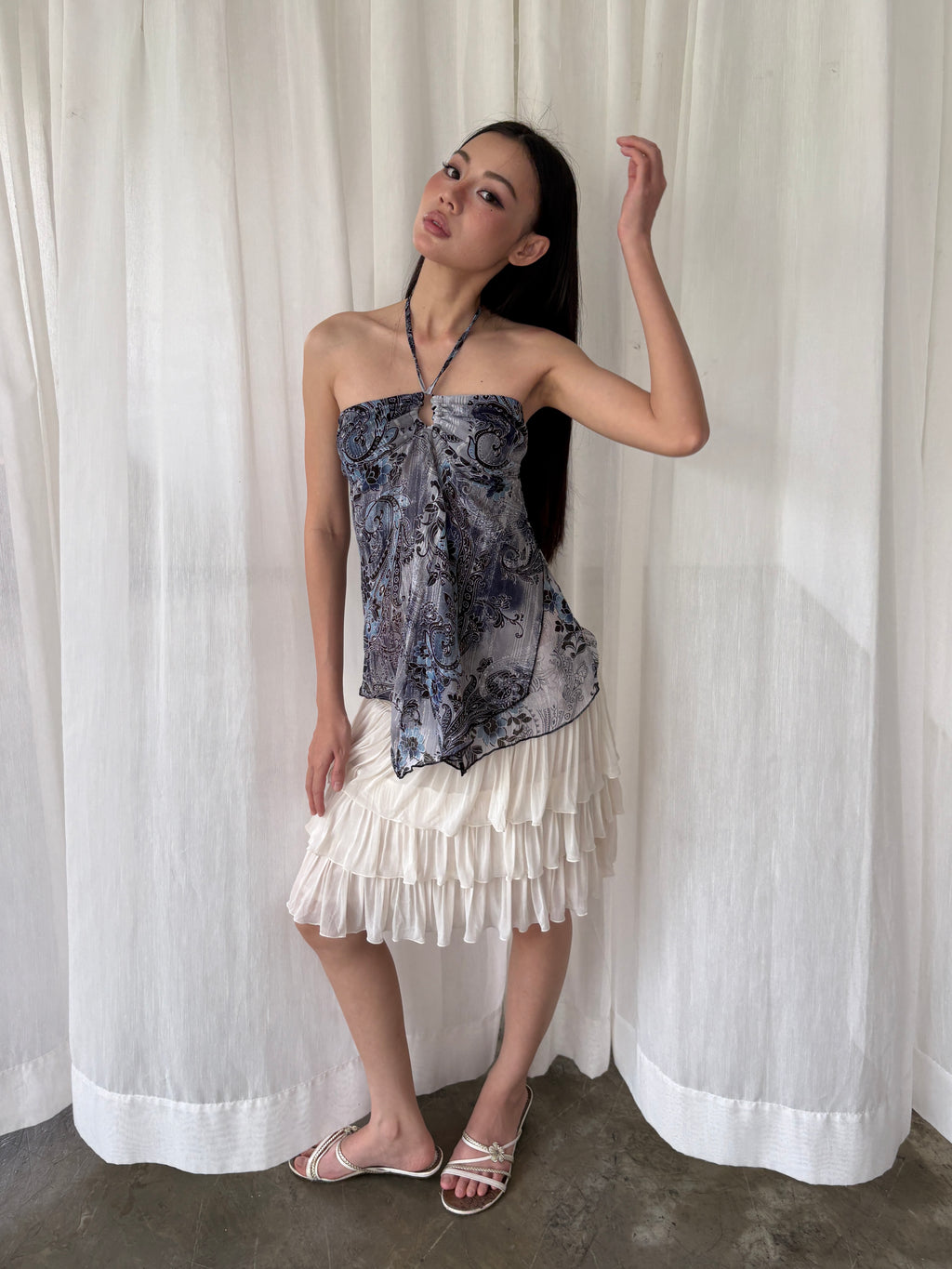 Blue paisley convertible halter