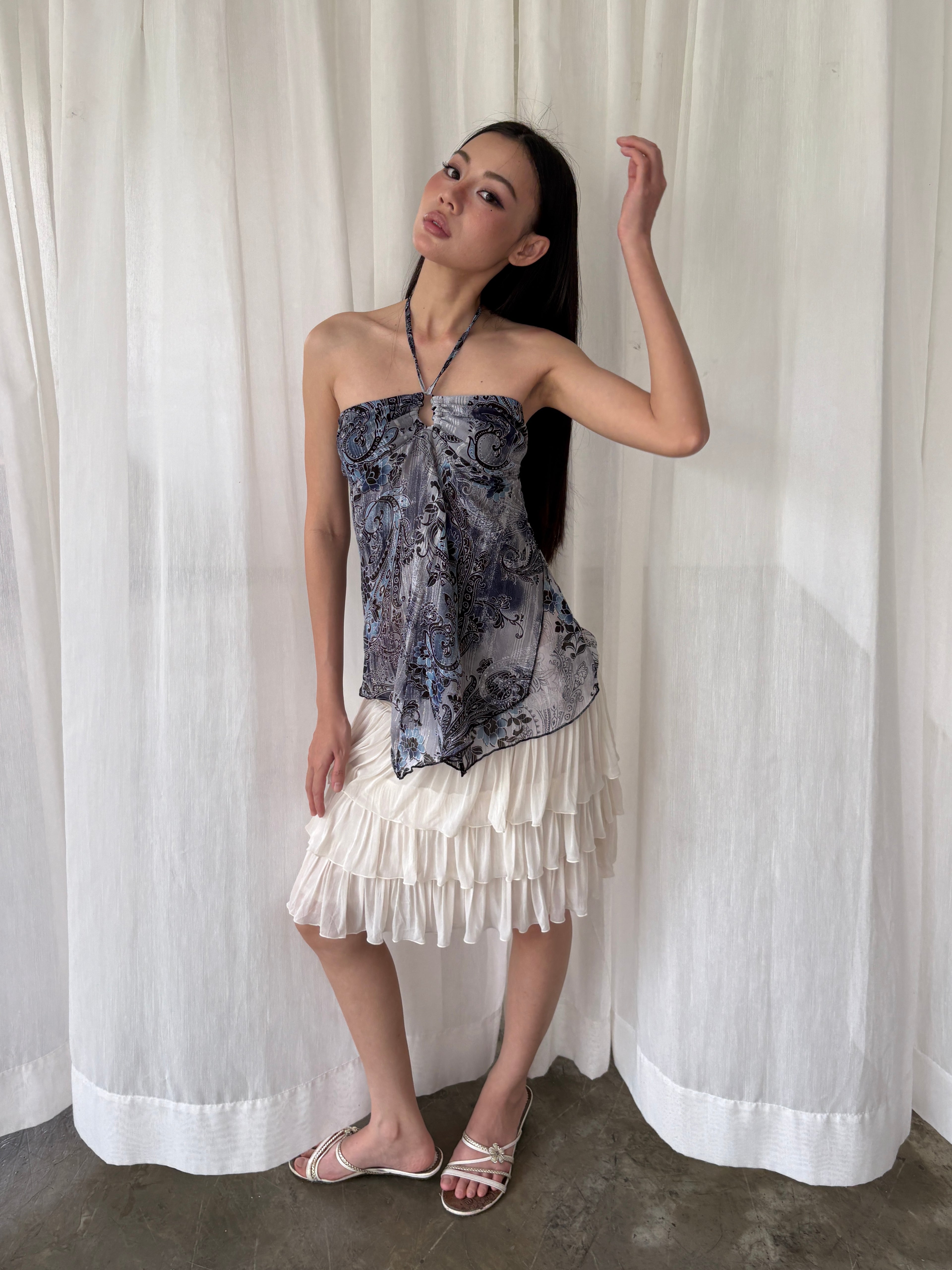 Blue paisley convertible halter
