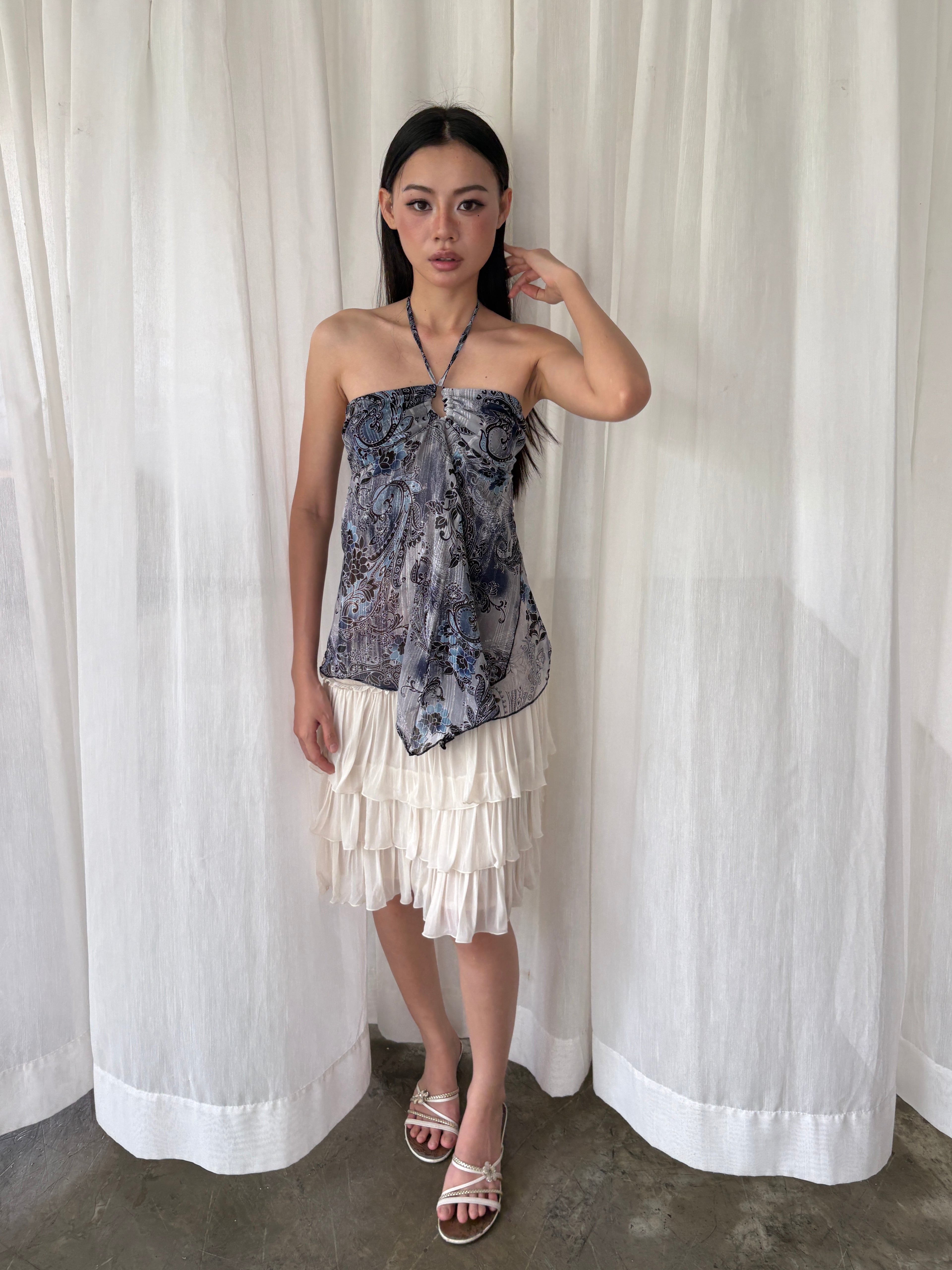 Blue paisley convertible halter