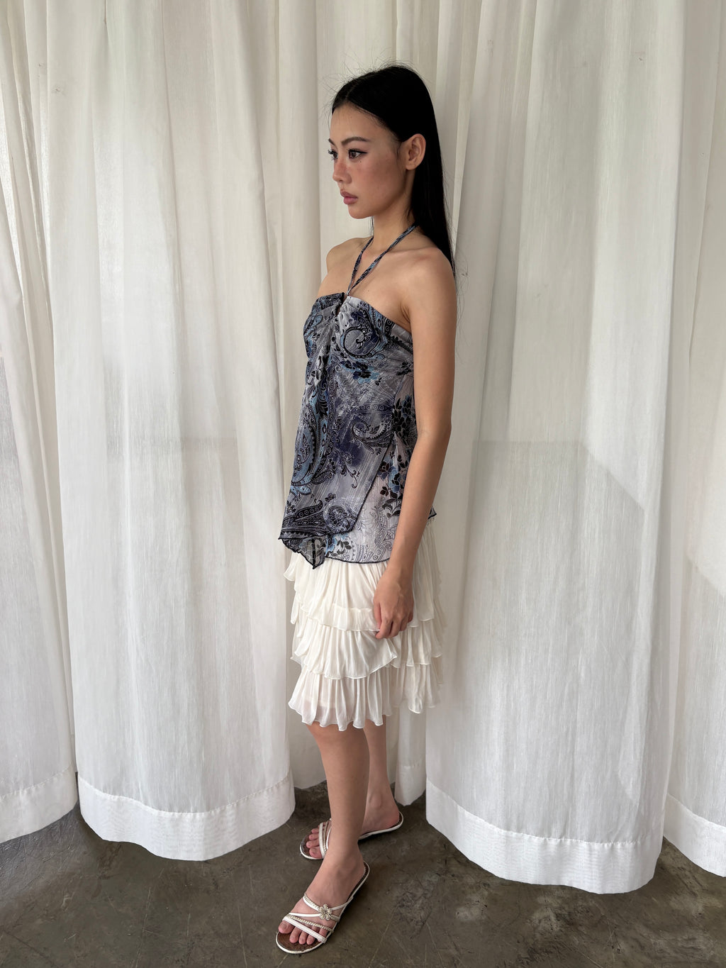 Blue paisley convertible halter