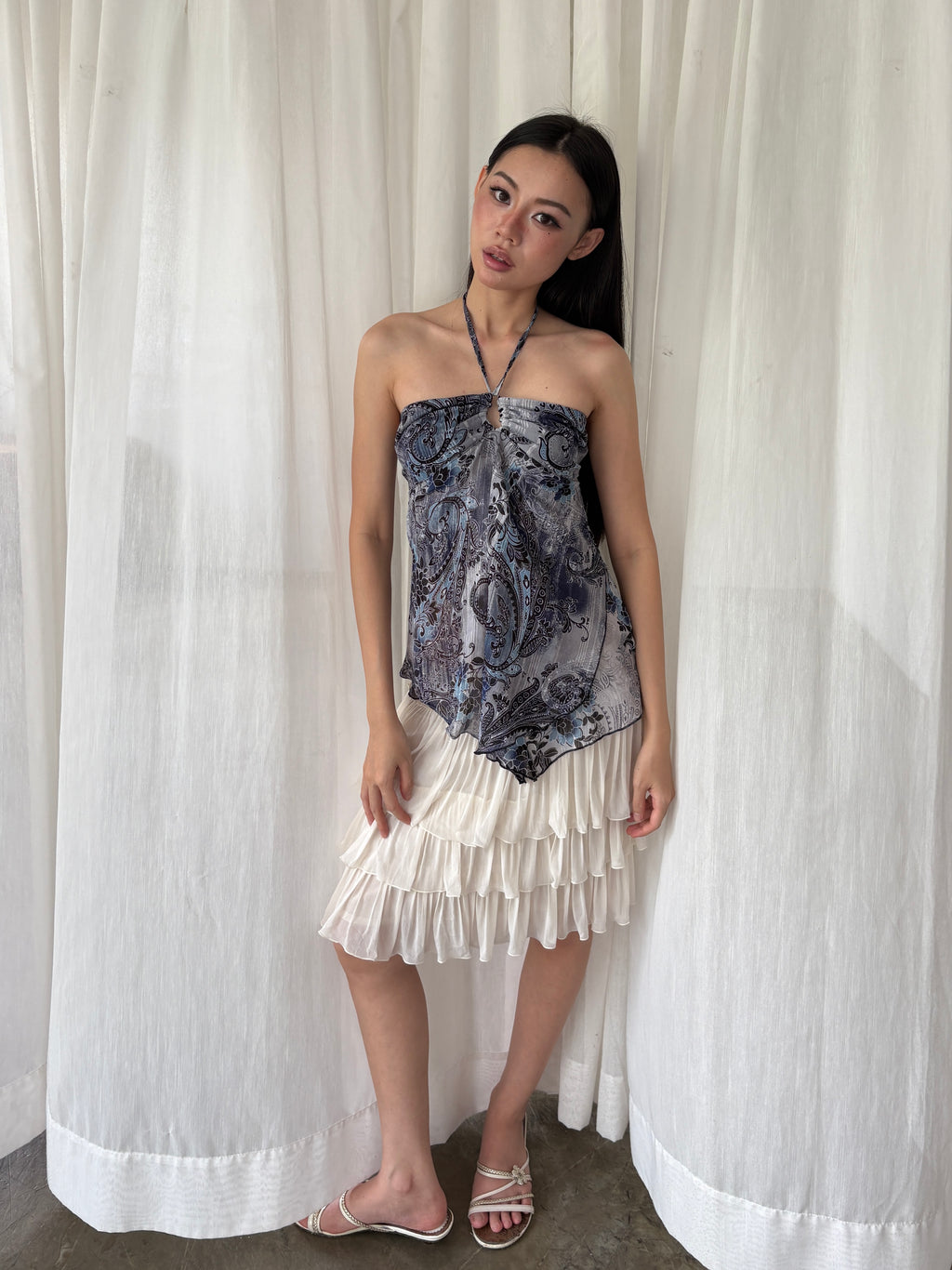 Blue paisley convertible halter