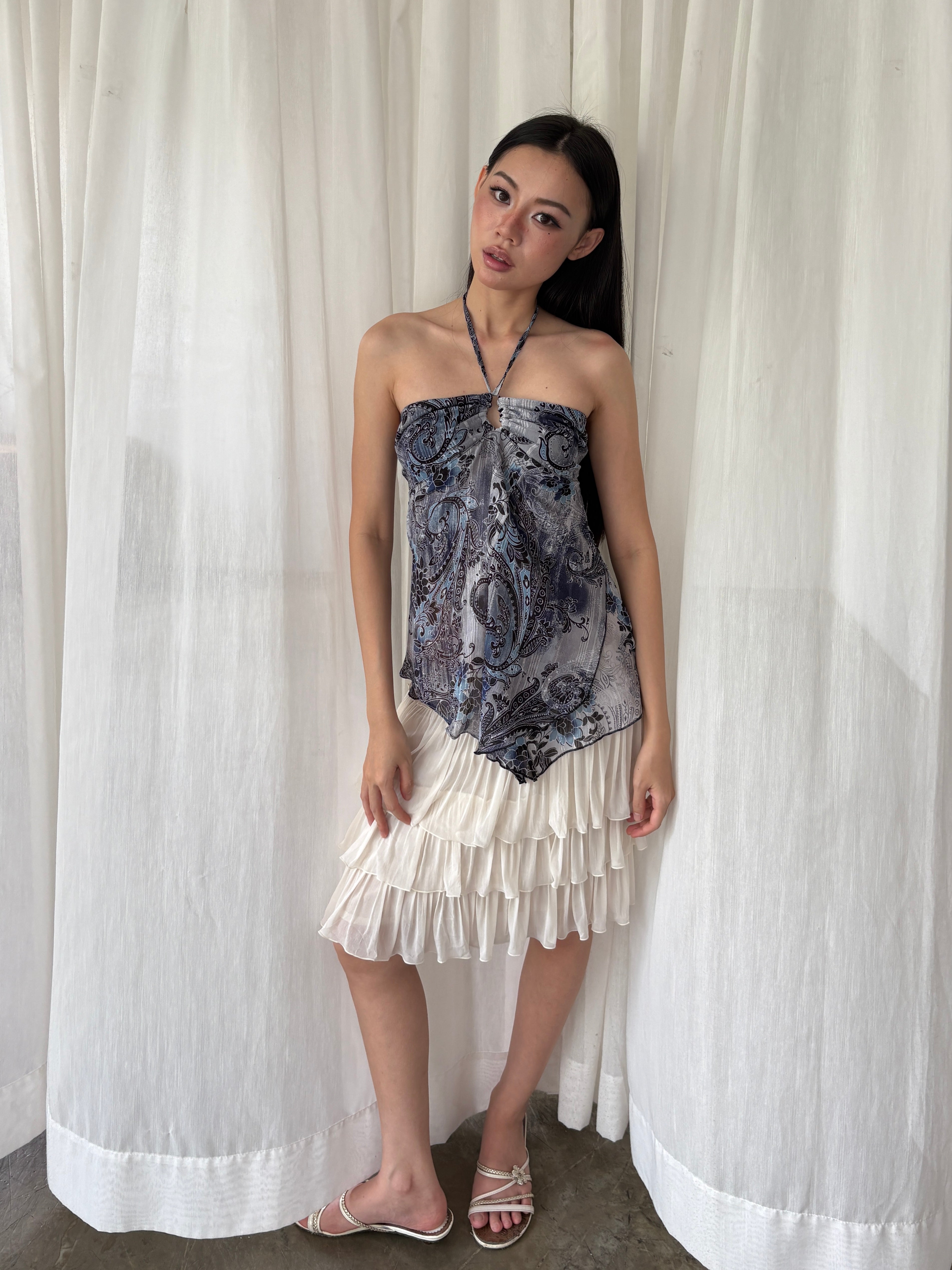 Blue paisley convertible halter