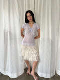 Lilac sequined sheer blouse