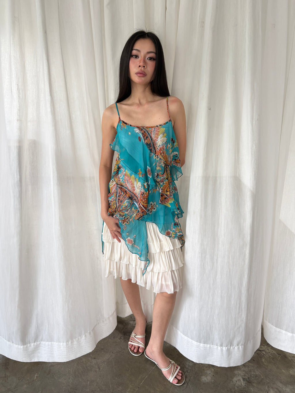 Turquoise paisley handkerchief camisole