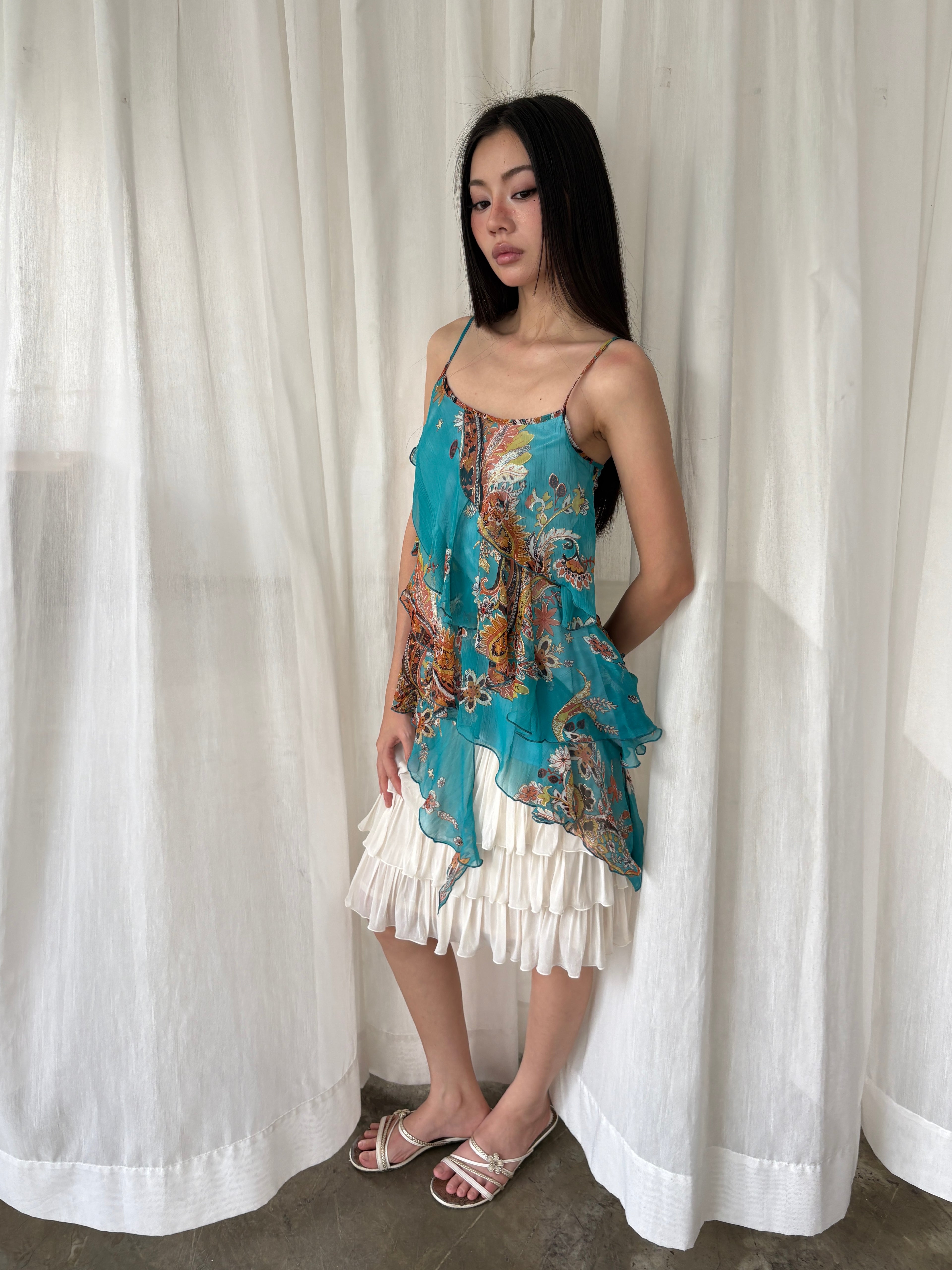 Turquoise paisley handkerchief camisole