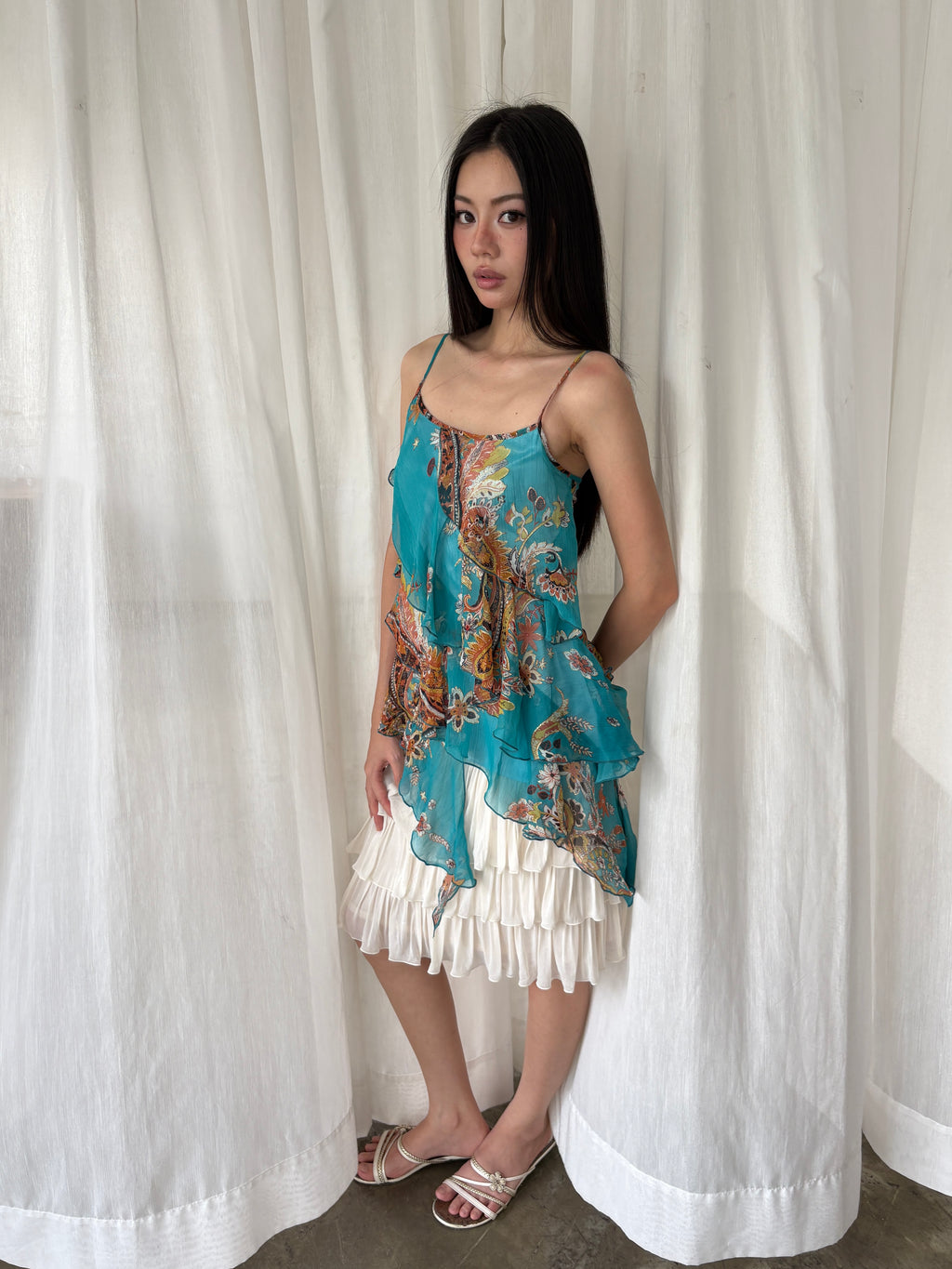 Turquoise paisley handkerchief camisole