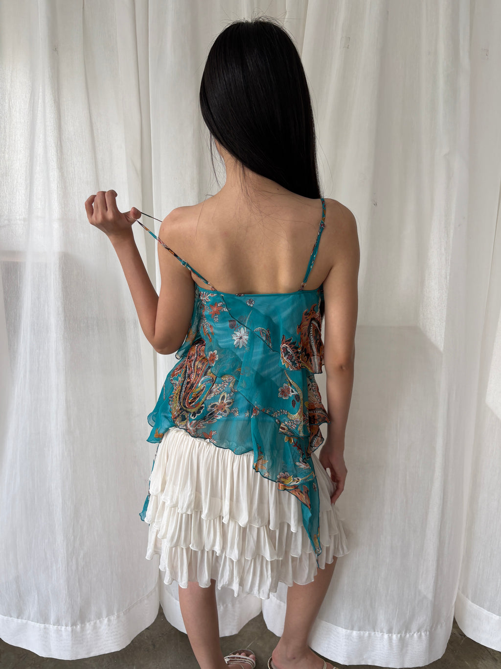 Turquoise paisley handkerchief camisole