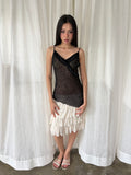Black sequined sheer camisole