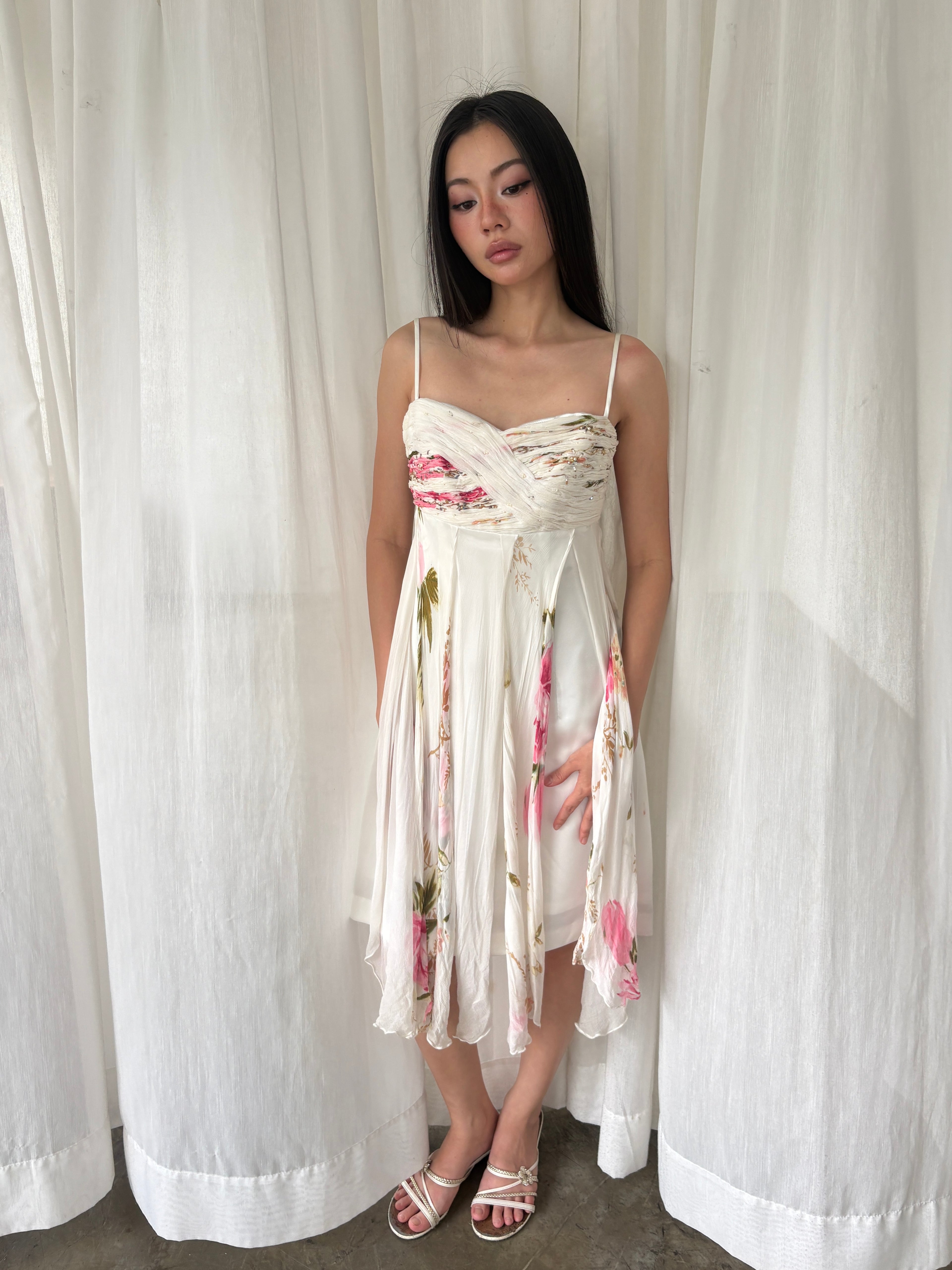 Ivory floral silk gown