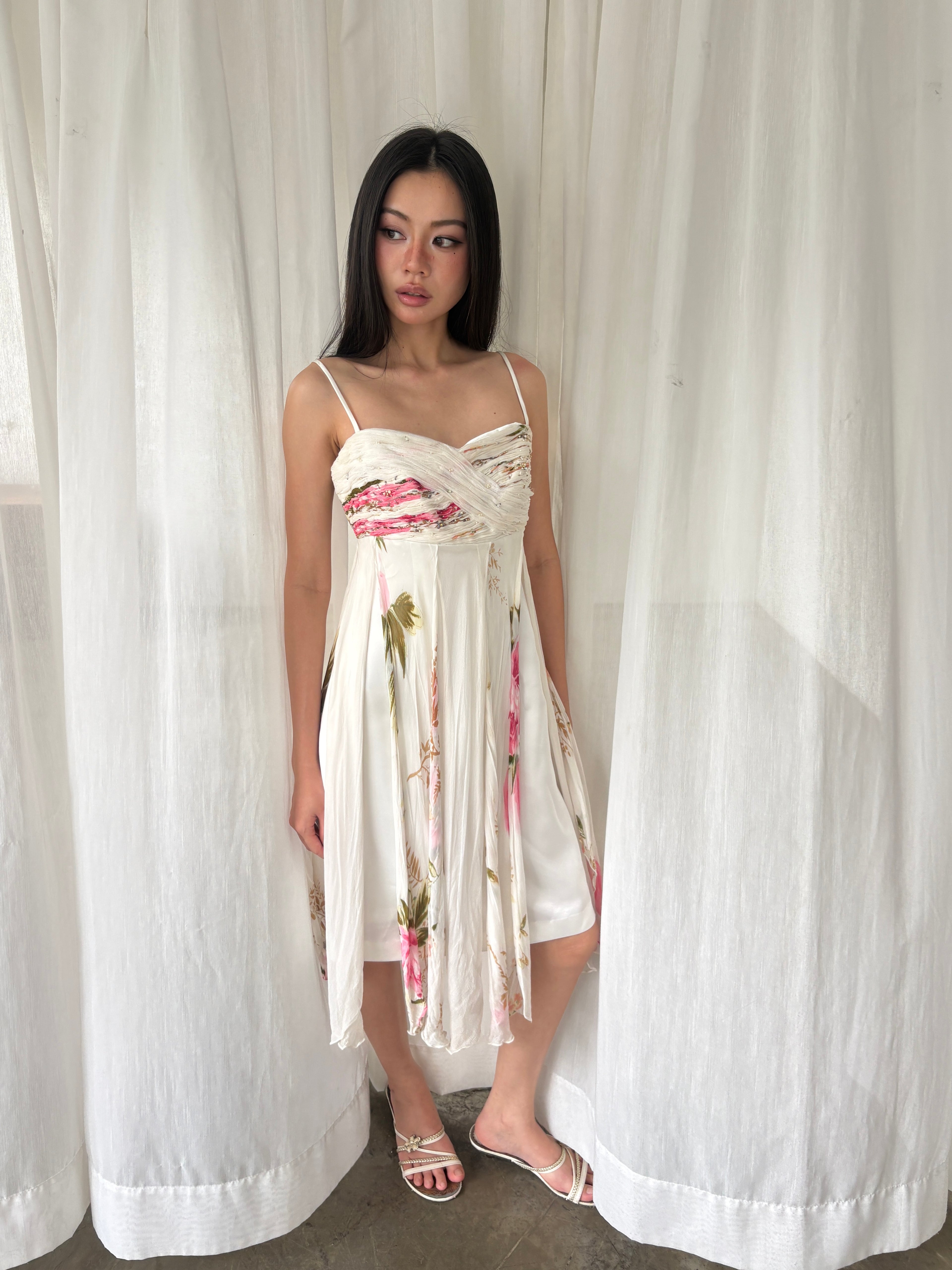 Ivory floral silk gown