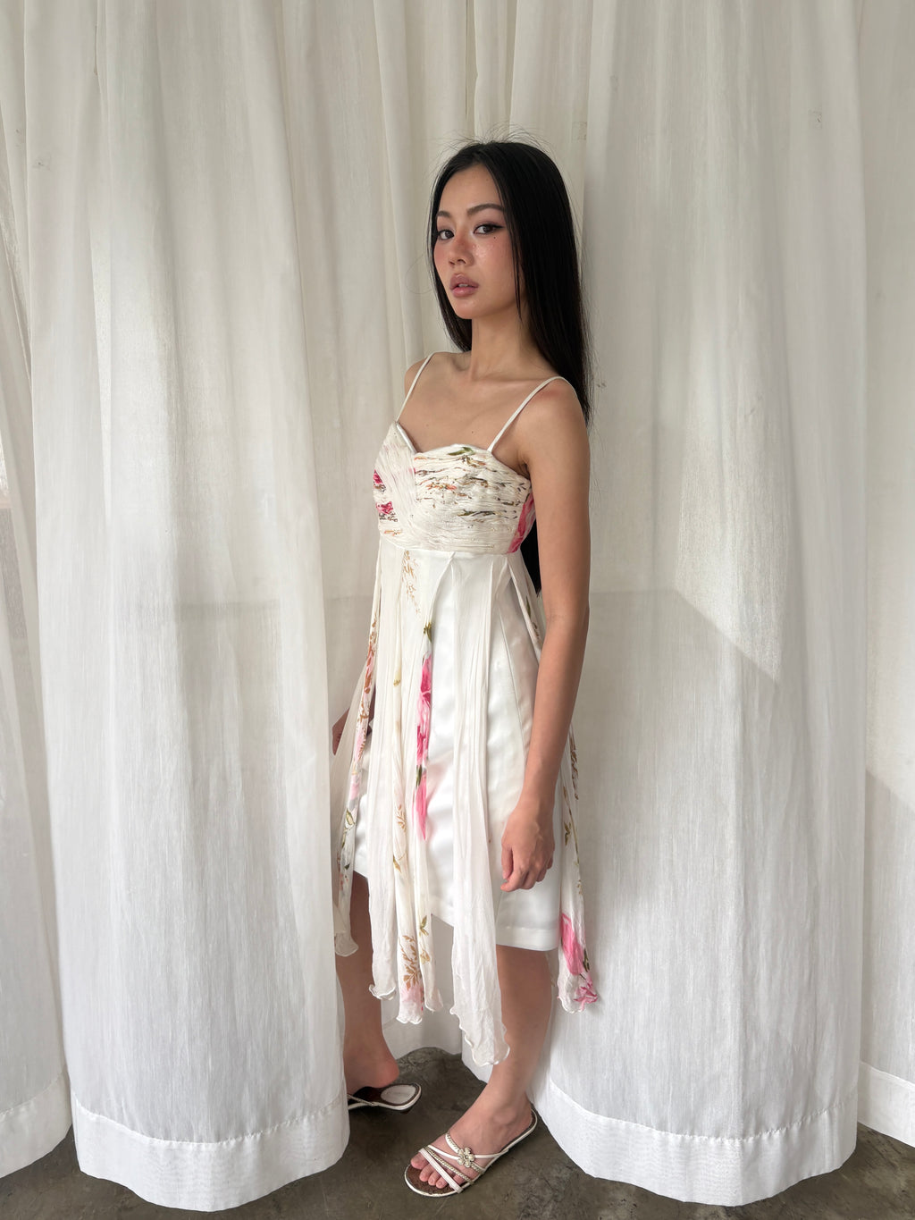 Ivory floral silk gown