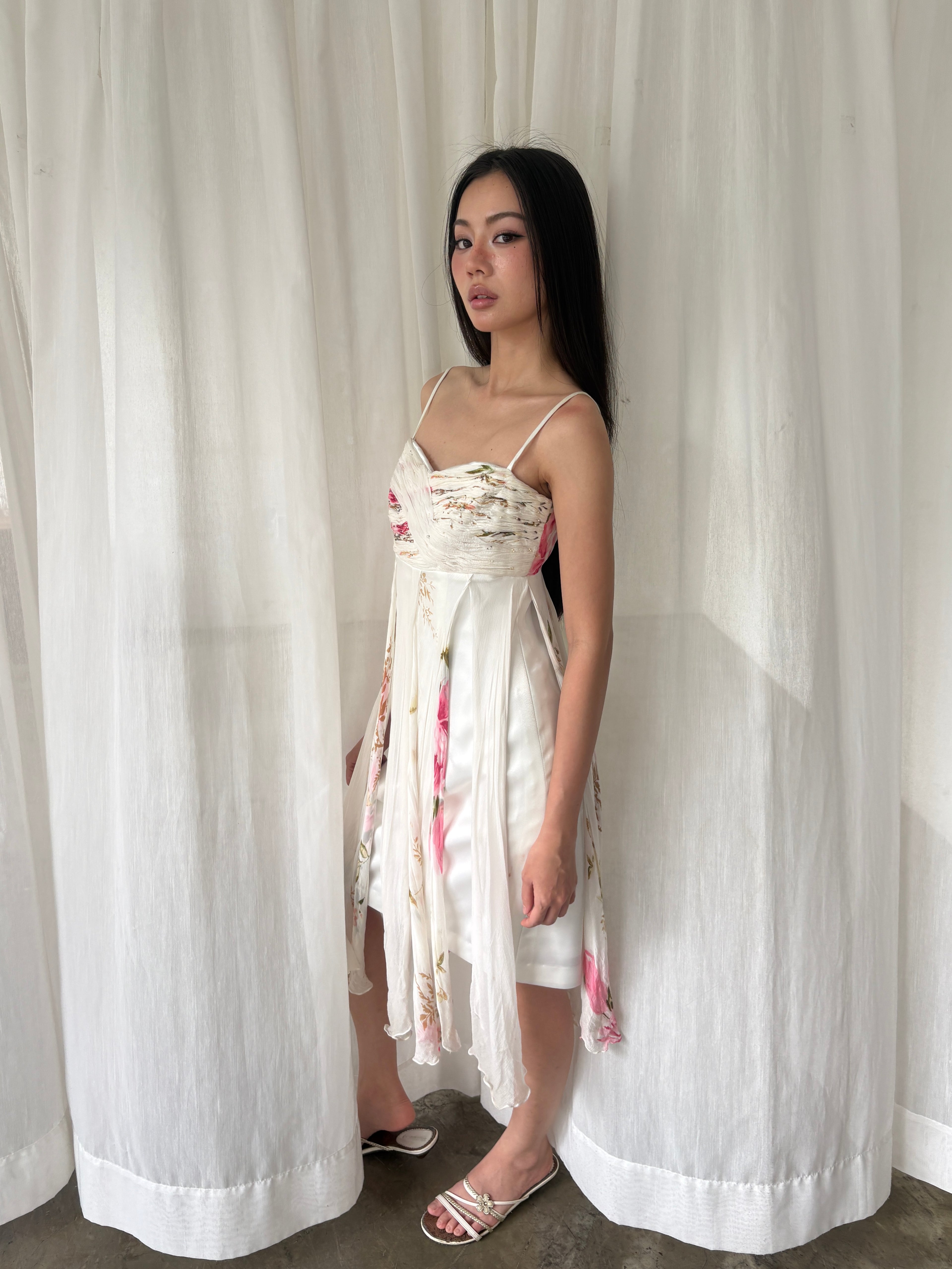 Ivory floral silk gown