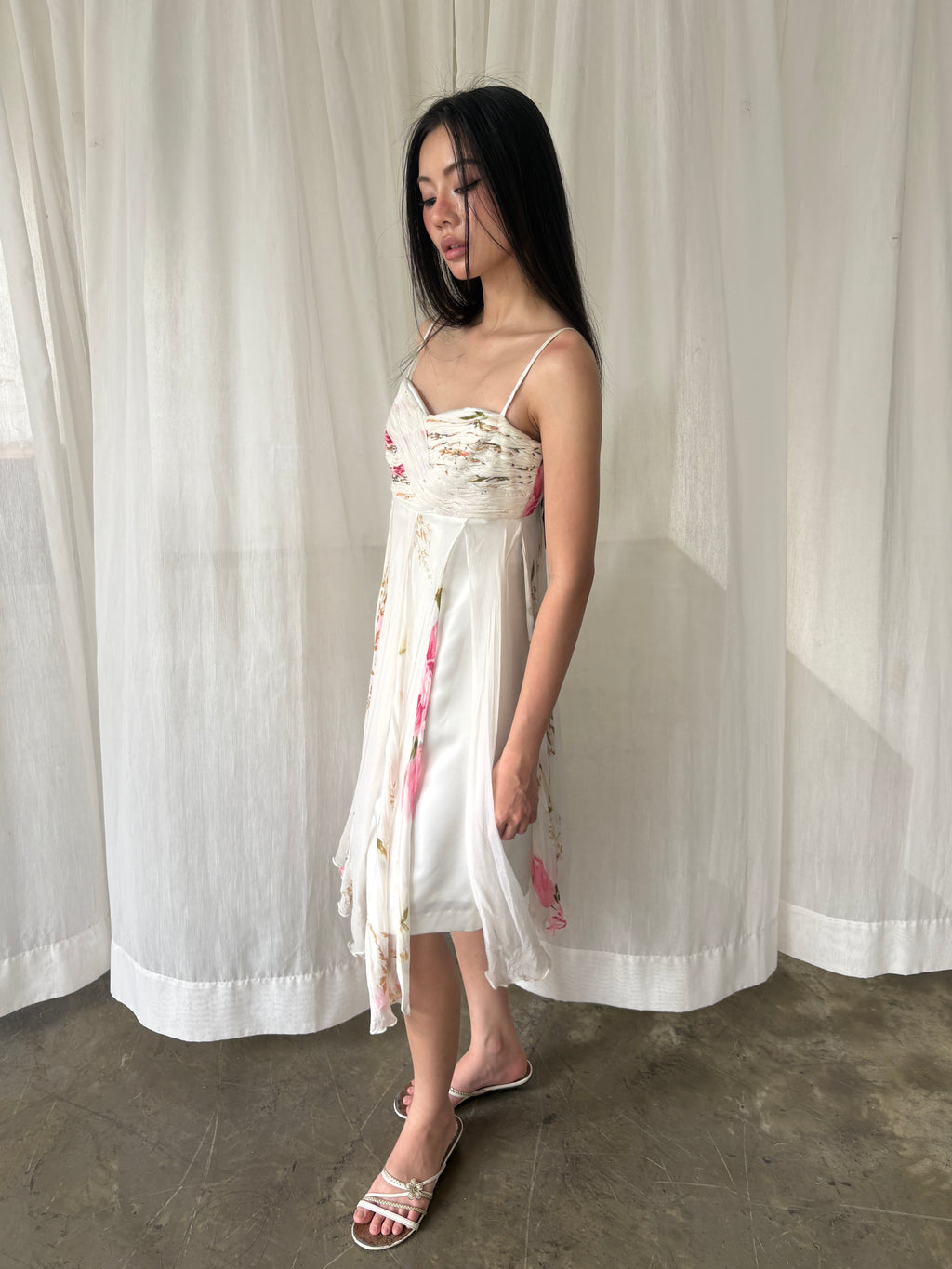 Ivory floral silk gown