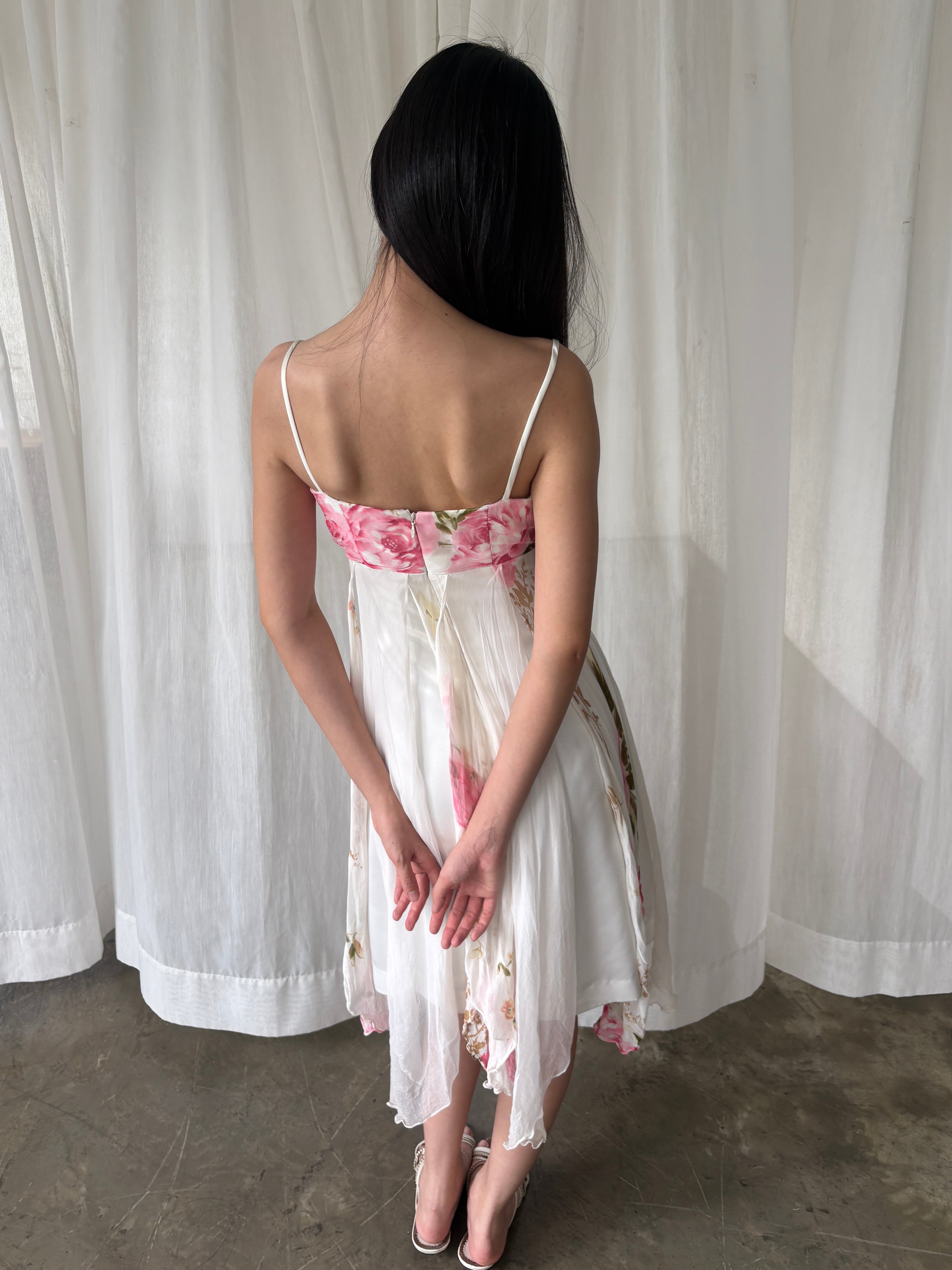 Ivory floral silk gown