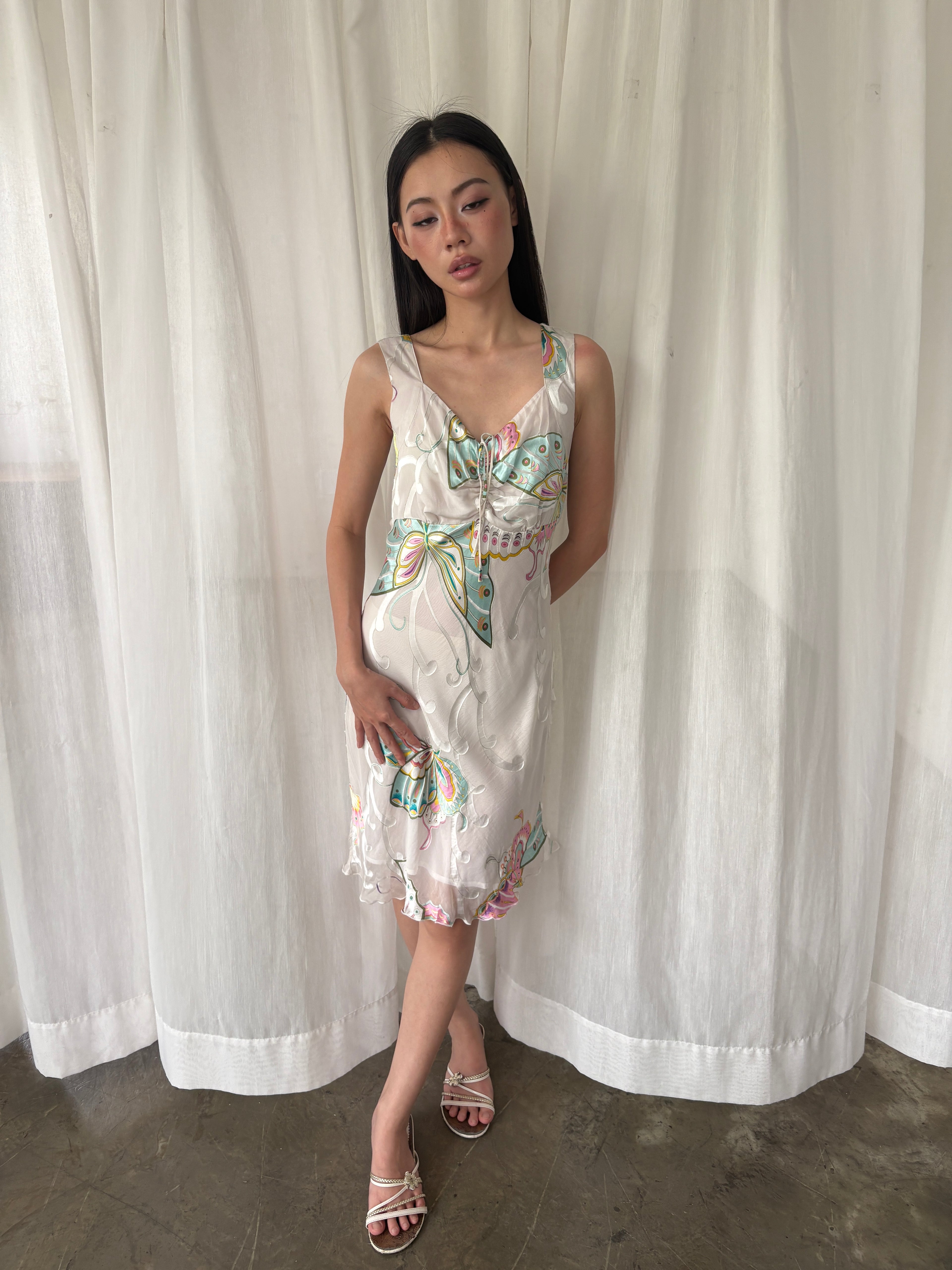 Bcbg butterfly silk dress