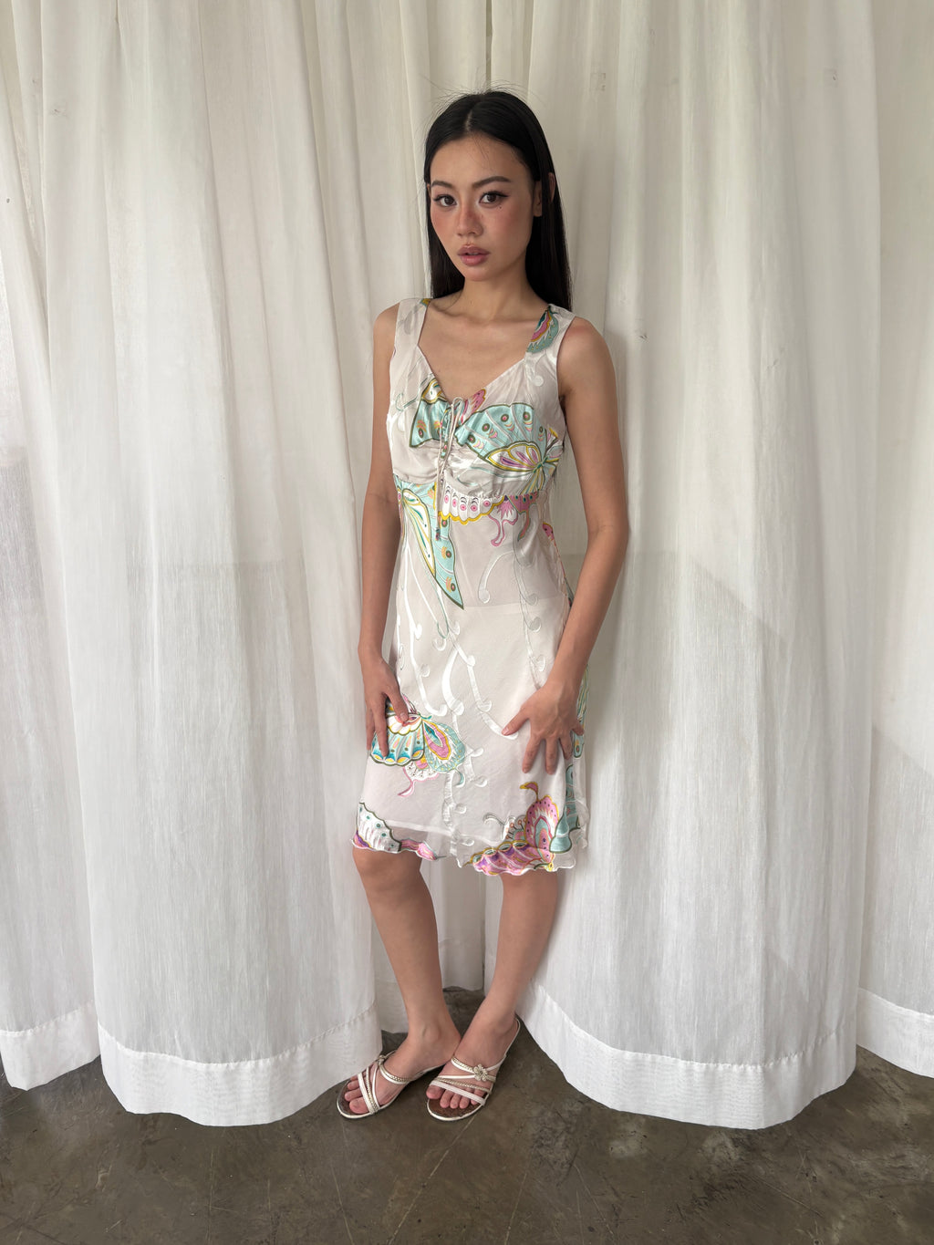 Bcbg butterfly silk dress