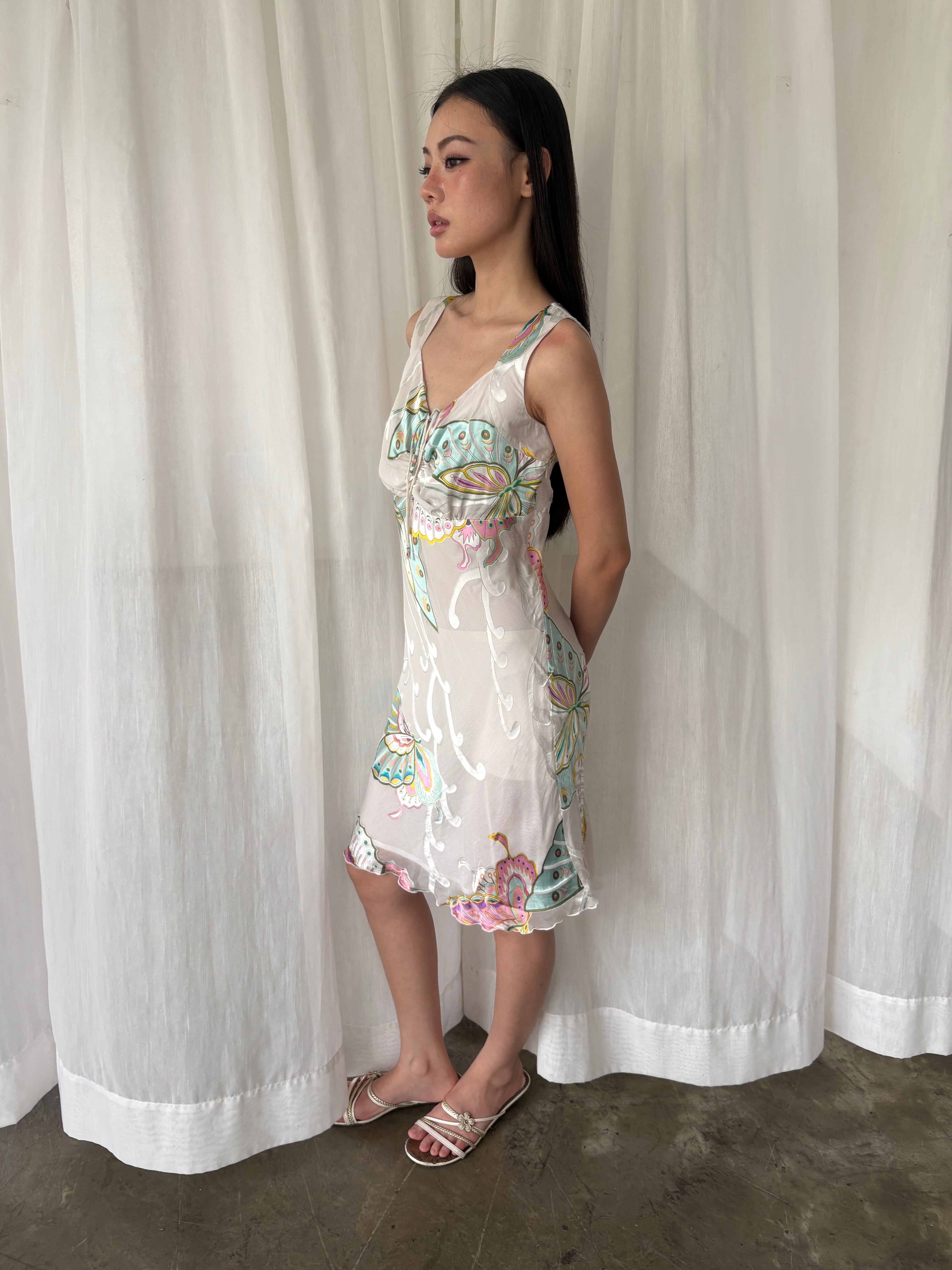 Bcbg butterfly silk dress