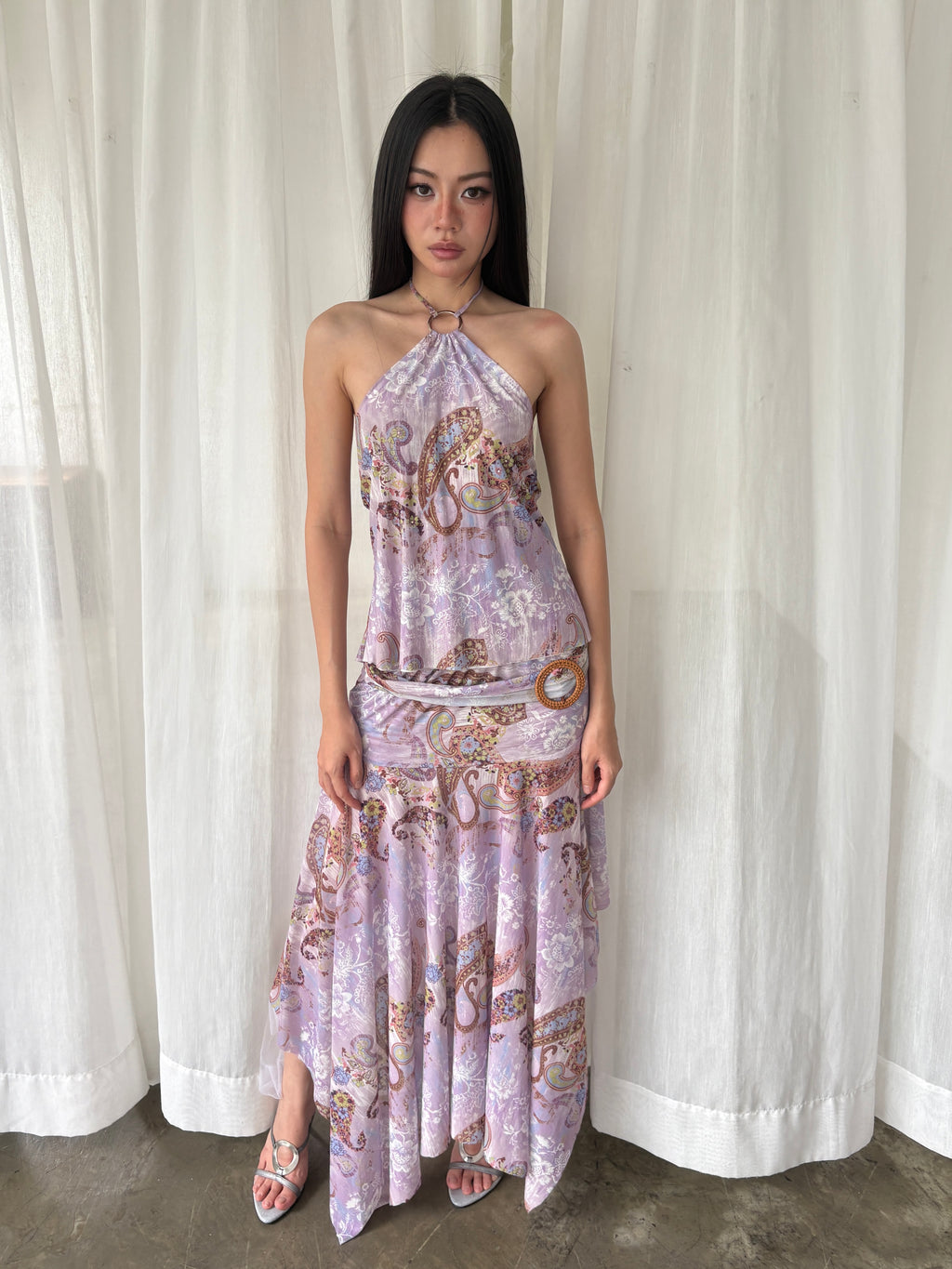 Lilac paisley halter set